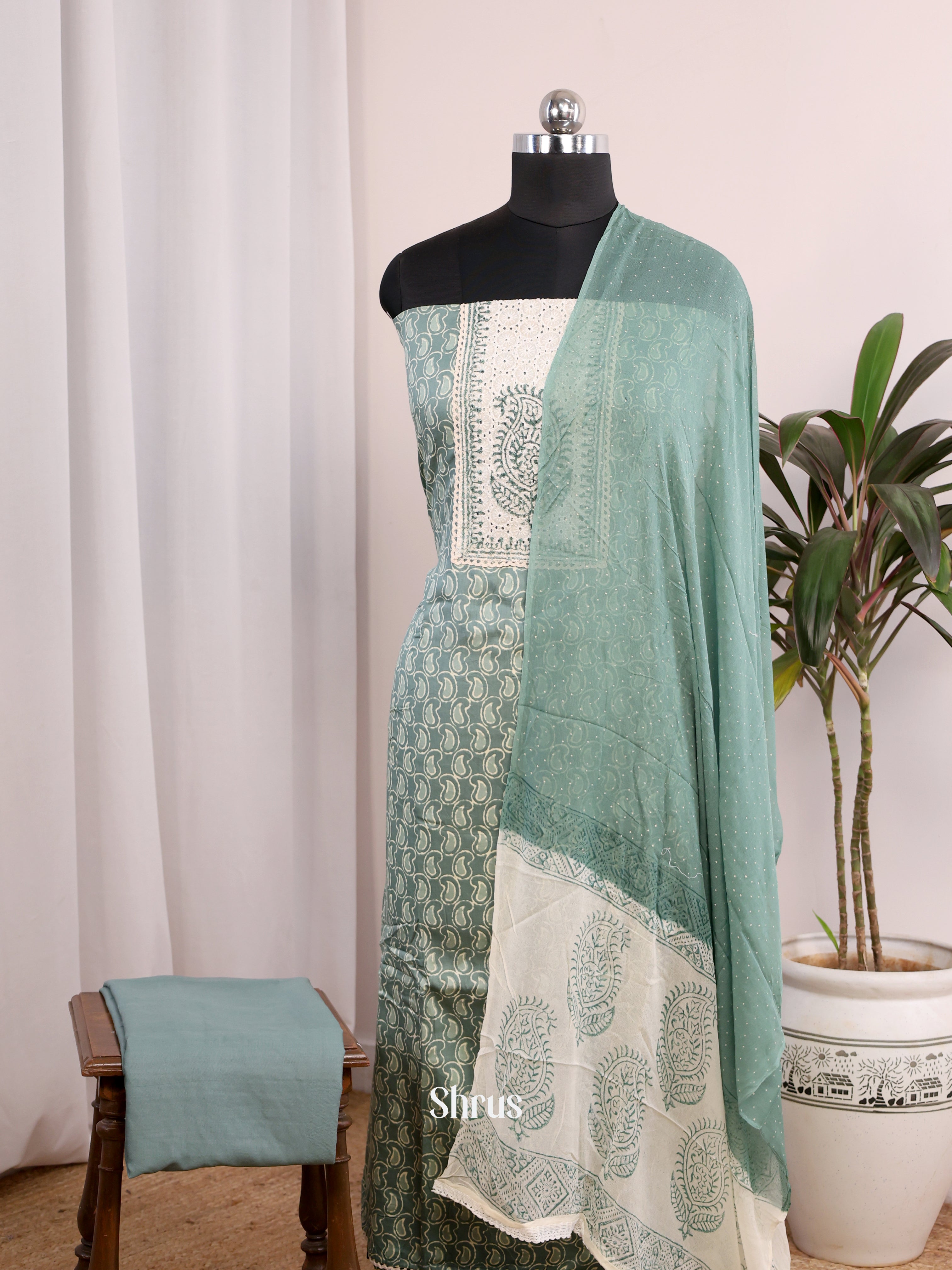 Grey Green - Cotton salwar - Shop on Shrus.com