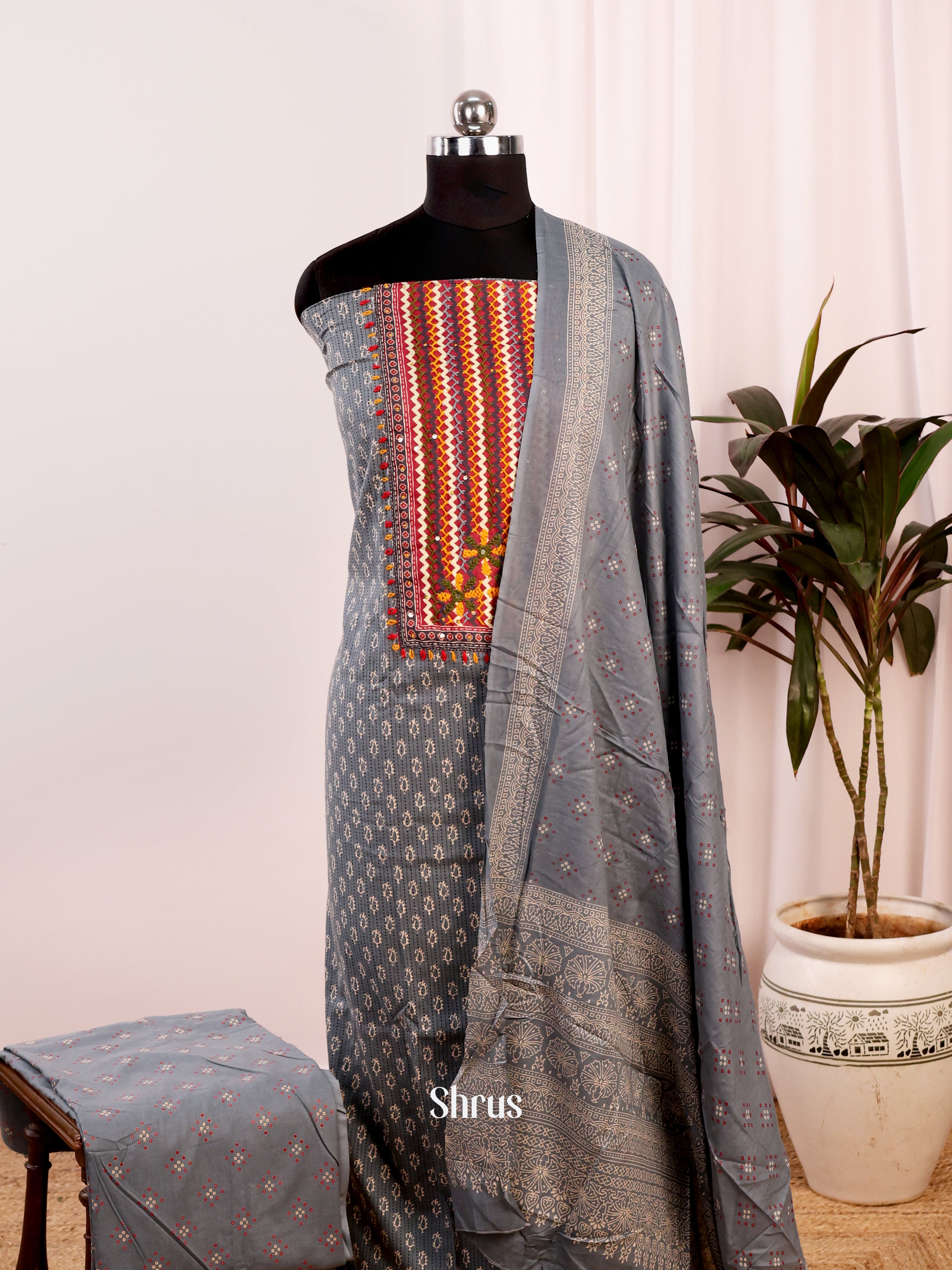 Grey - Cotton salwar - Shop on Shrus.com