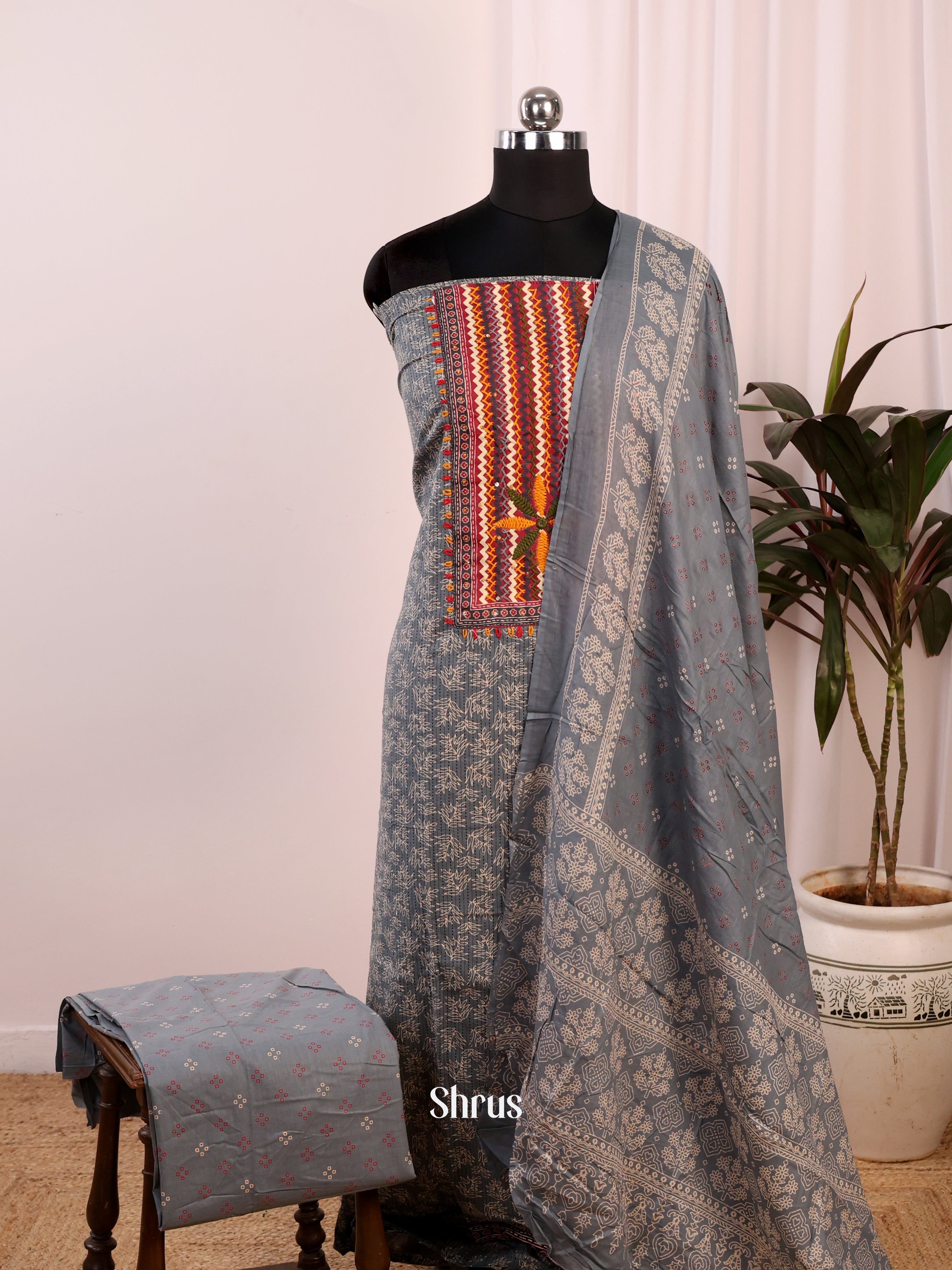 Grey - Cotton salwar - Shop on Shrus.com