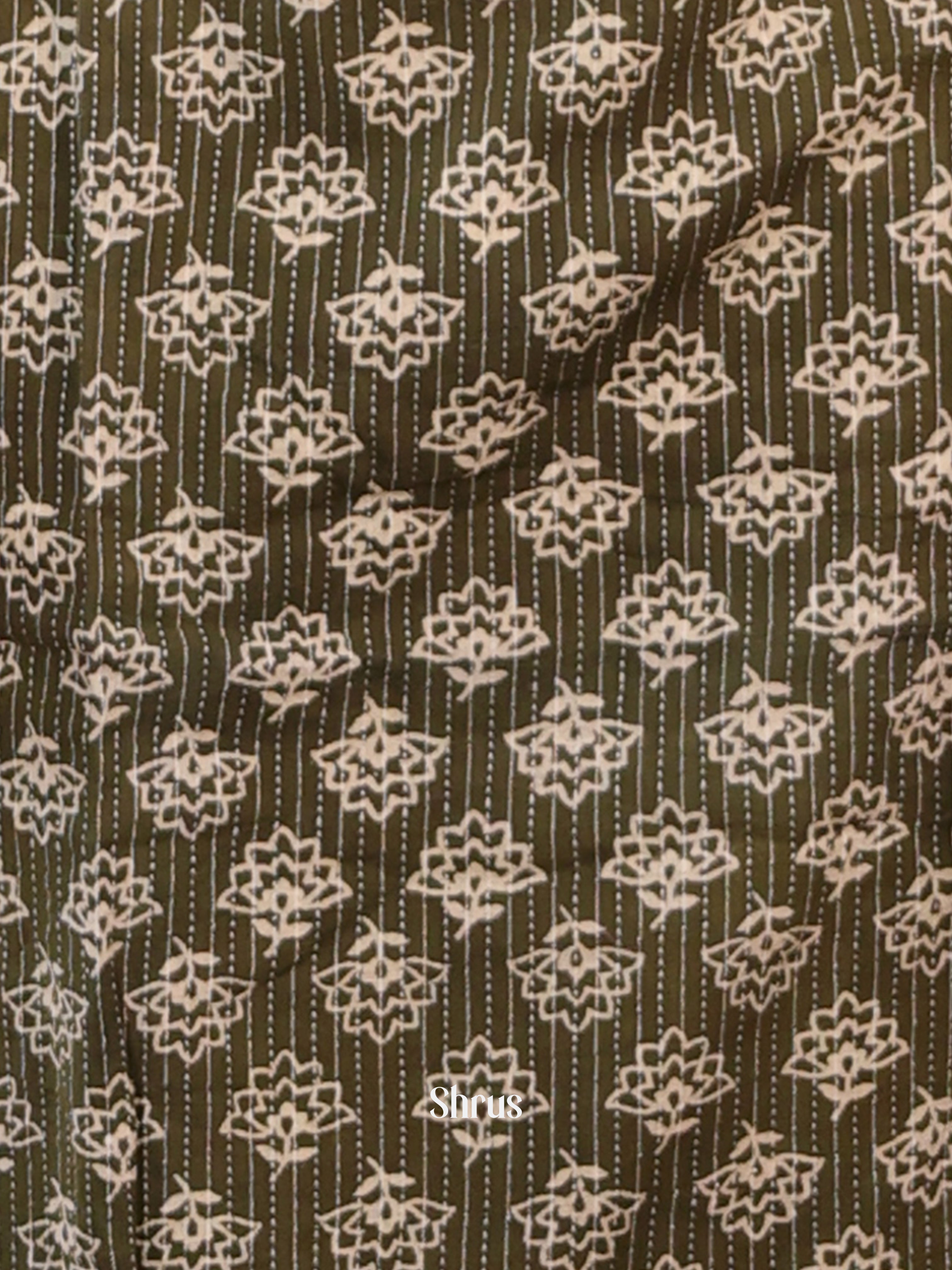 Green & Cream - Ajrakh 3pc Readymade Suits - Shop on Shrus.com