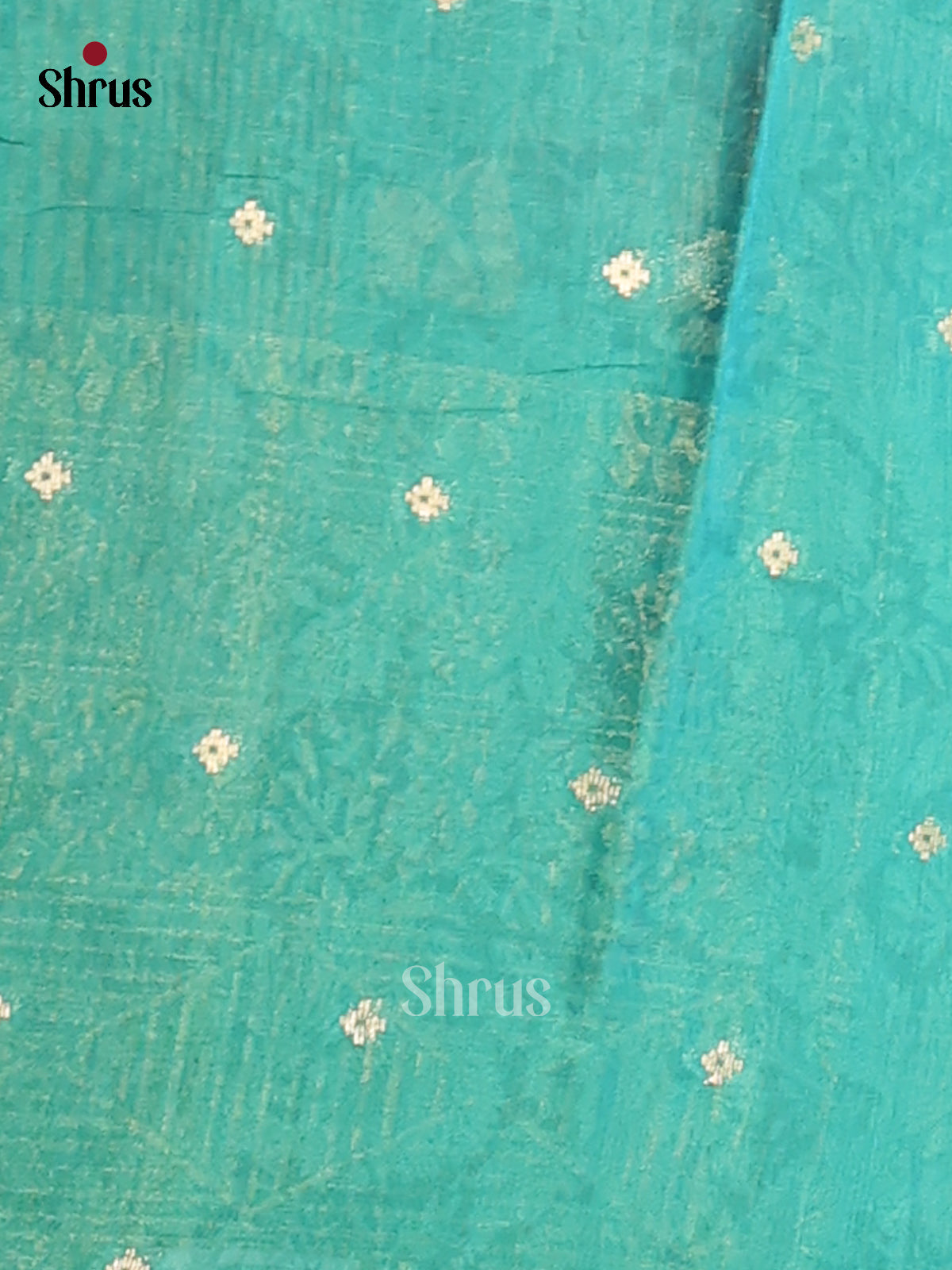 Teal green and blue - Semi Chanderi - CIS15685 - Shop on Shrus.com