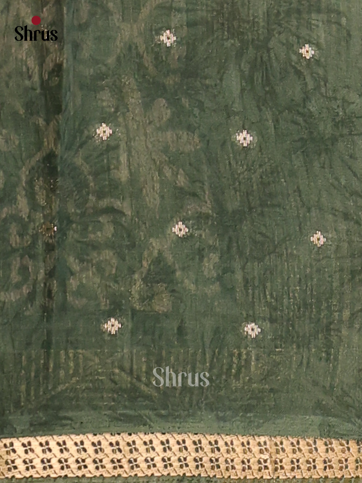 olive green - Semi Chanderi - CIS15689 - Shop on Shrus.com