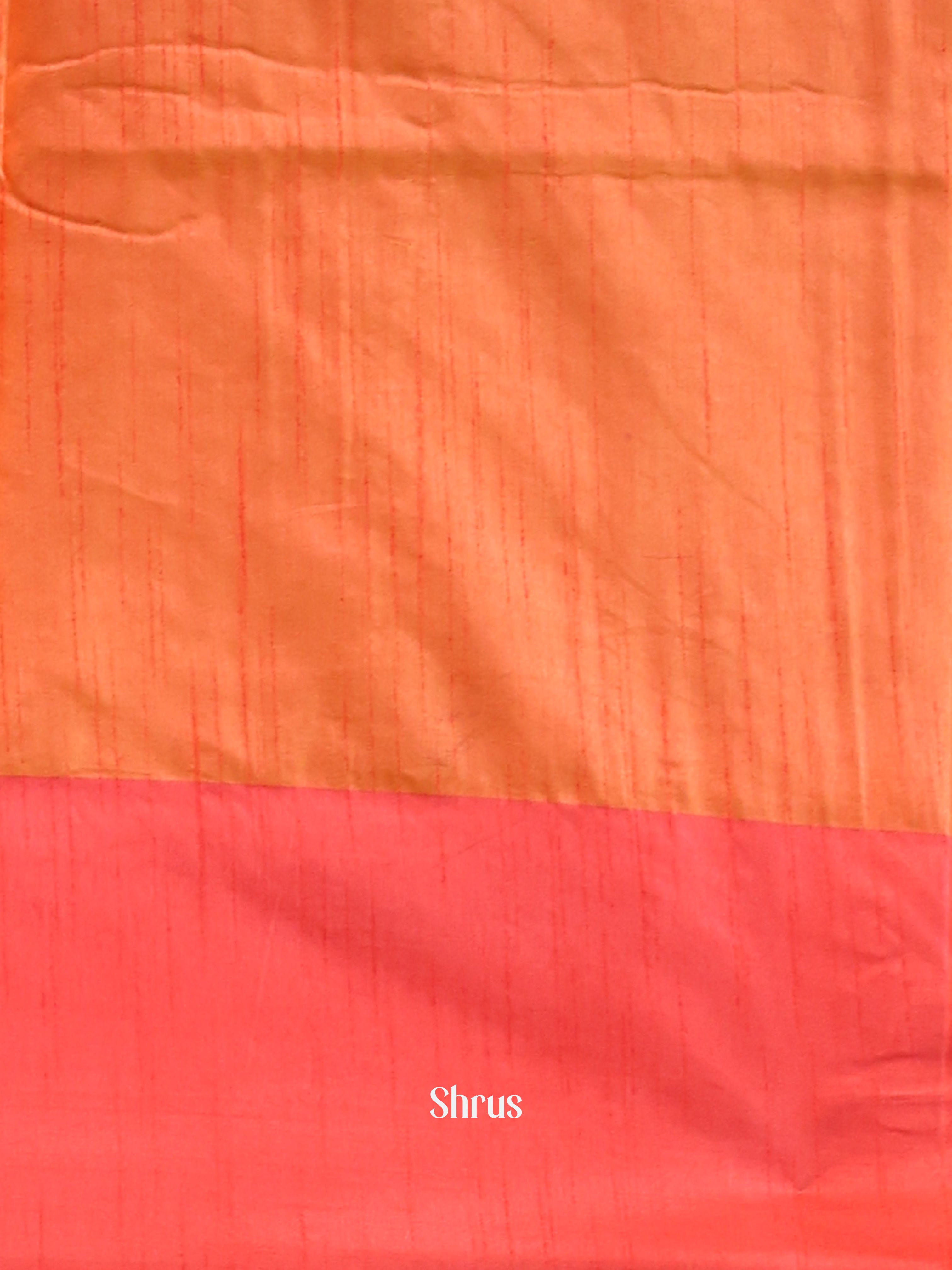 Orange & red - Semi Banarasi Saree - Shop on Shrus.com