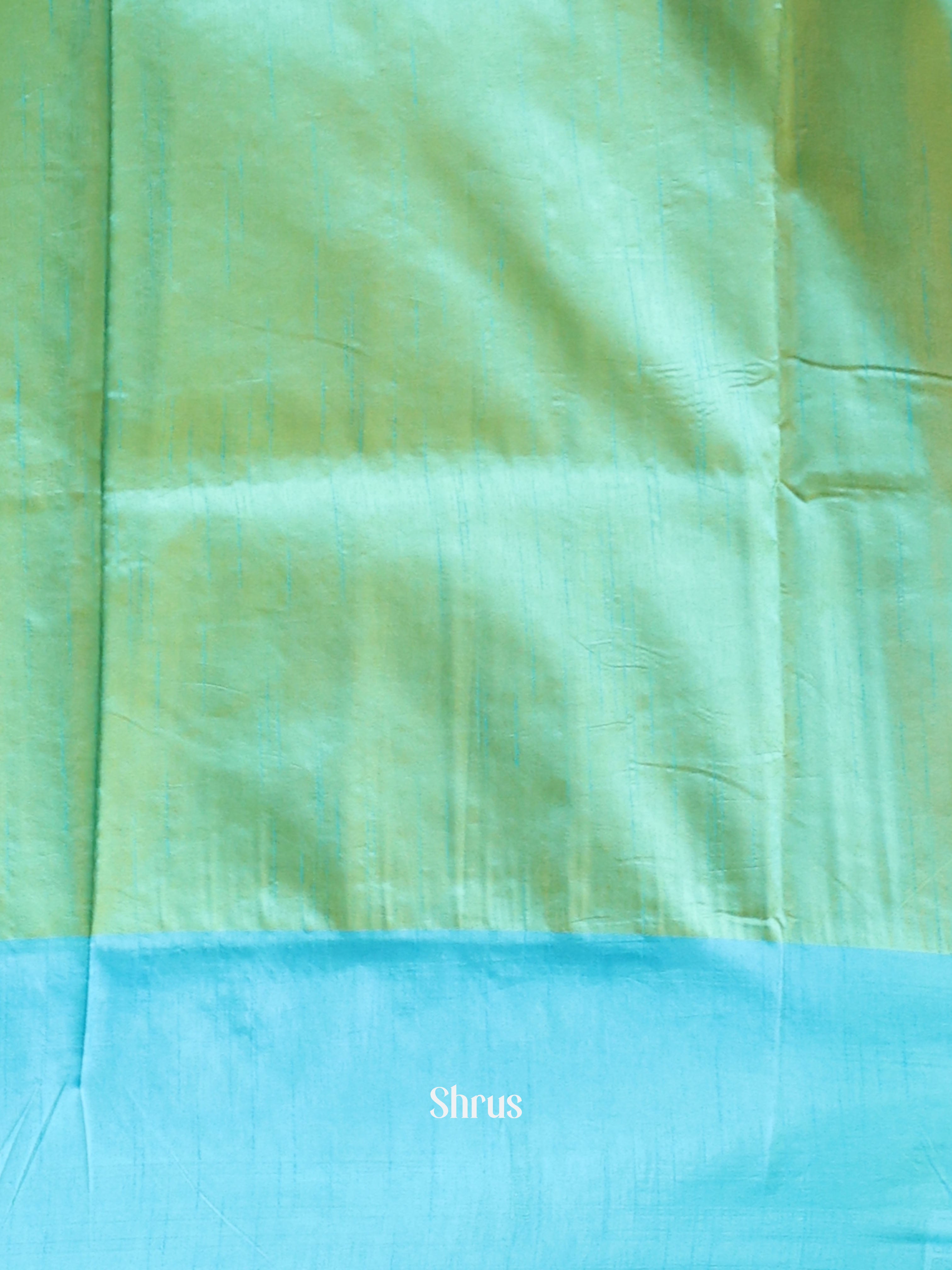 Pastel Green & Blue - Semi Banarasi Saree - Shop on Shrus.com