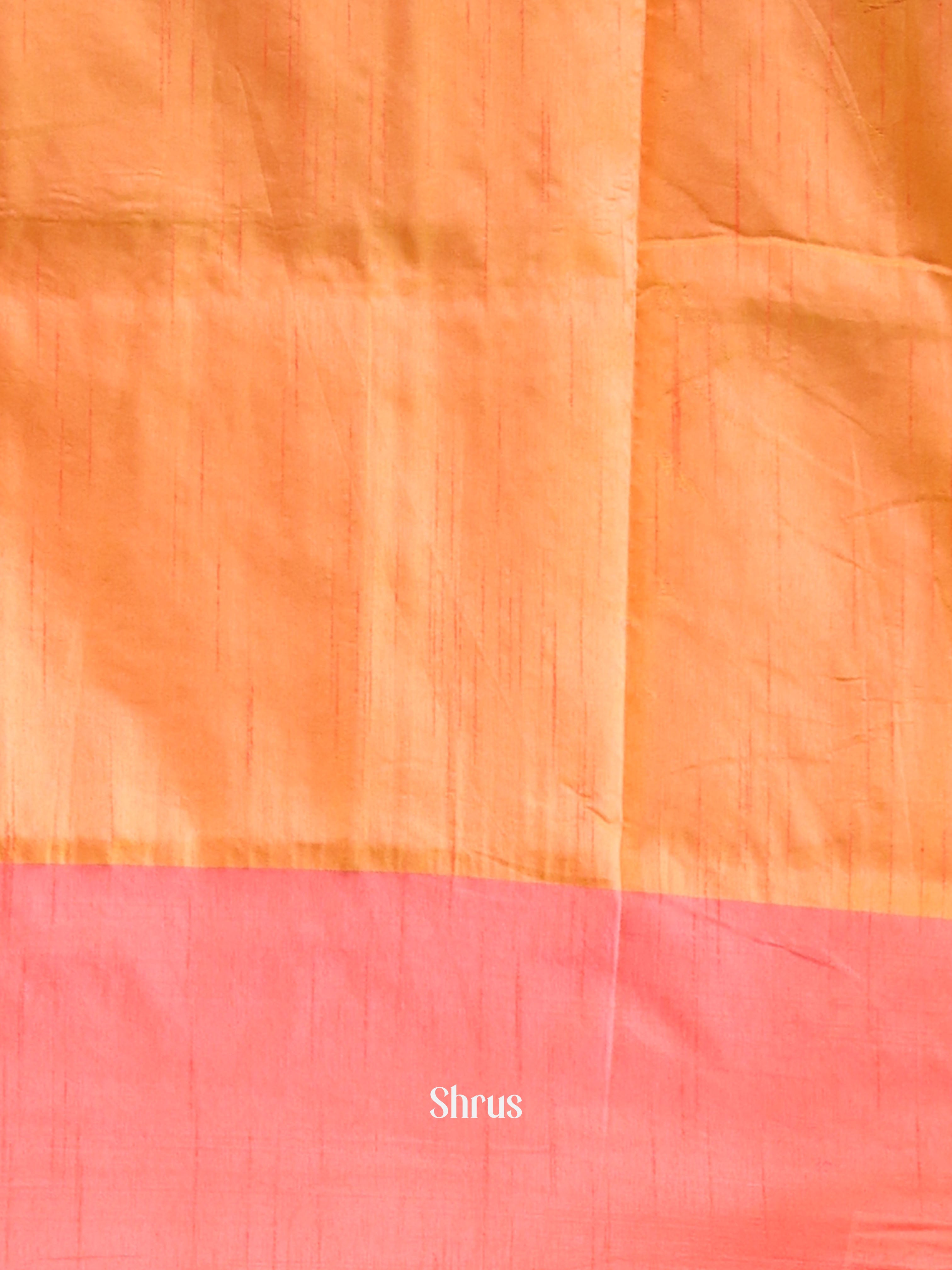 Orange & Red - Semi Banarasi Saree - Shop on Shrus.com