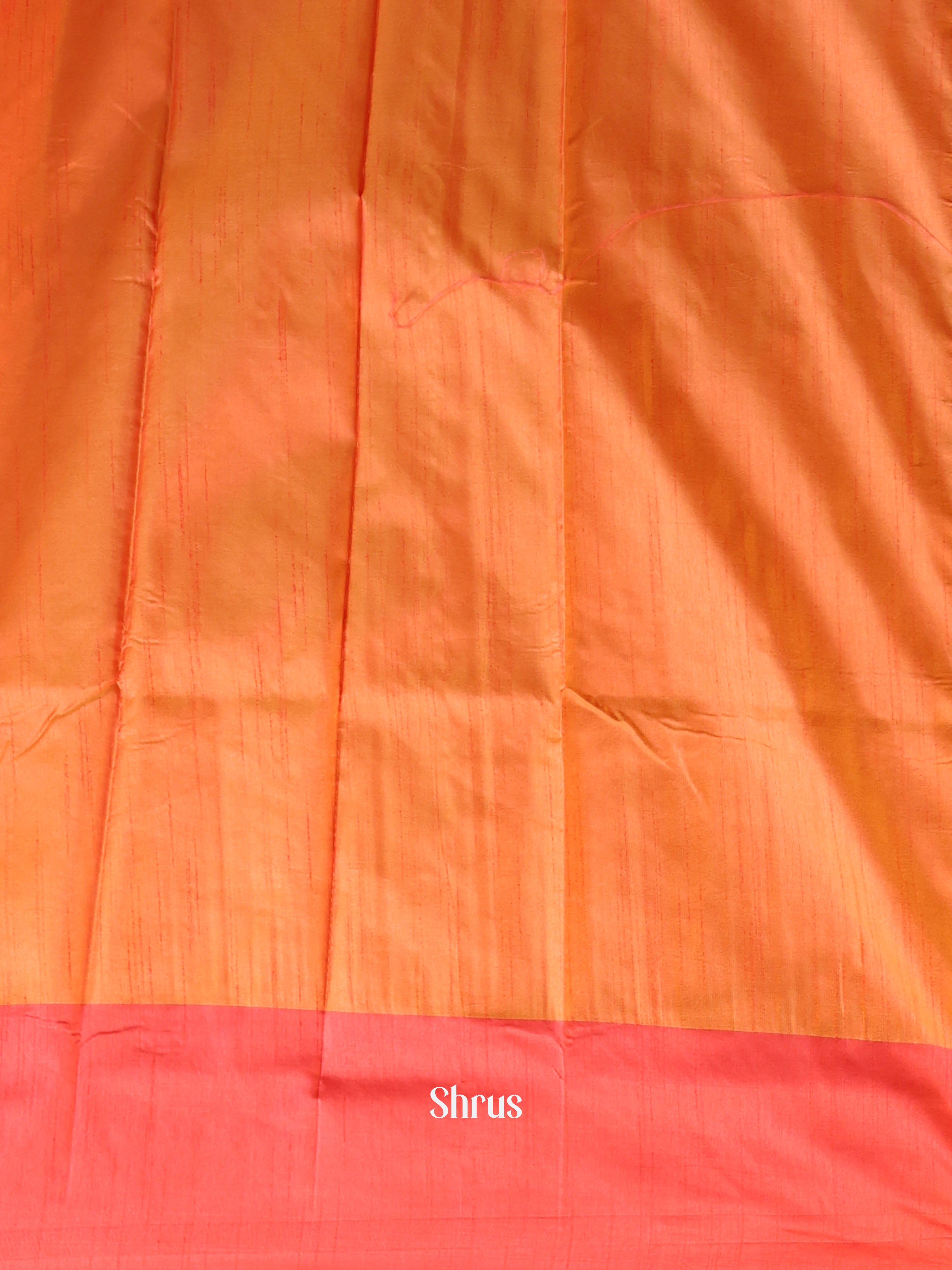 Orange & Red - Semi Banarasi Saree - Shop on Shrus.com