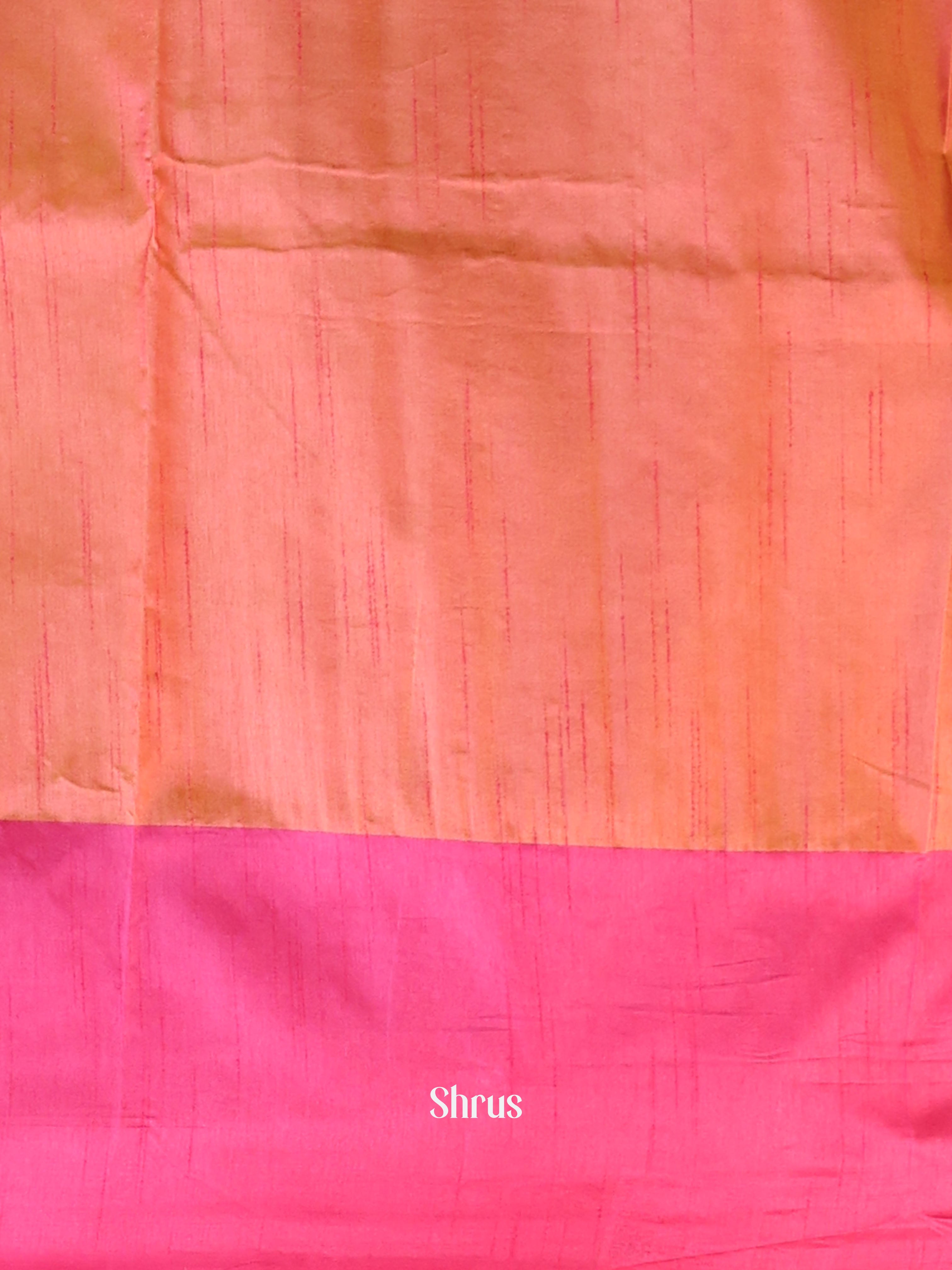 Orange & Pink - Semi Banarasi Saree - Shop on Shrus.com