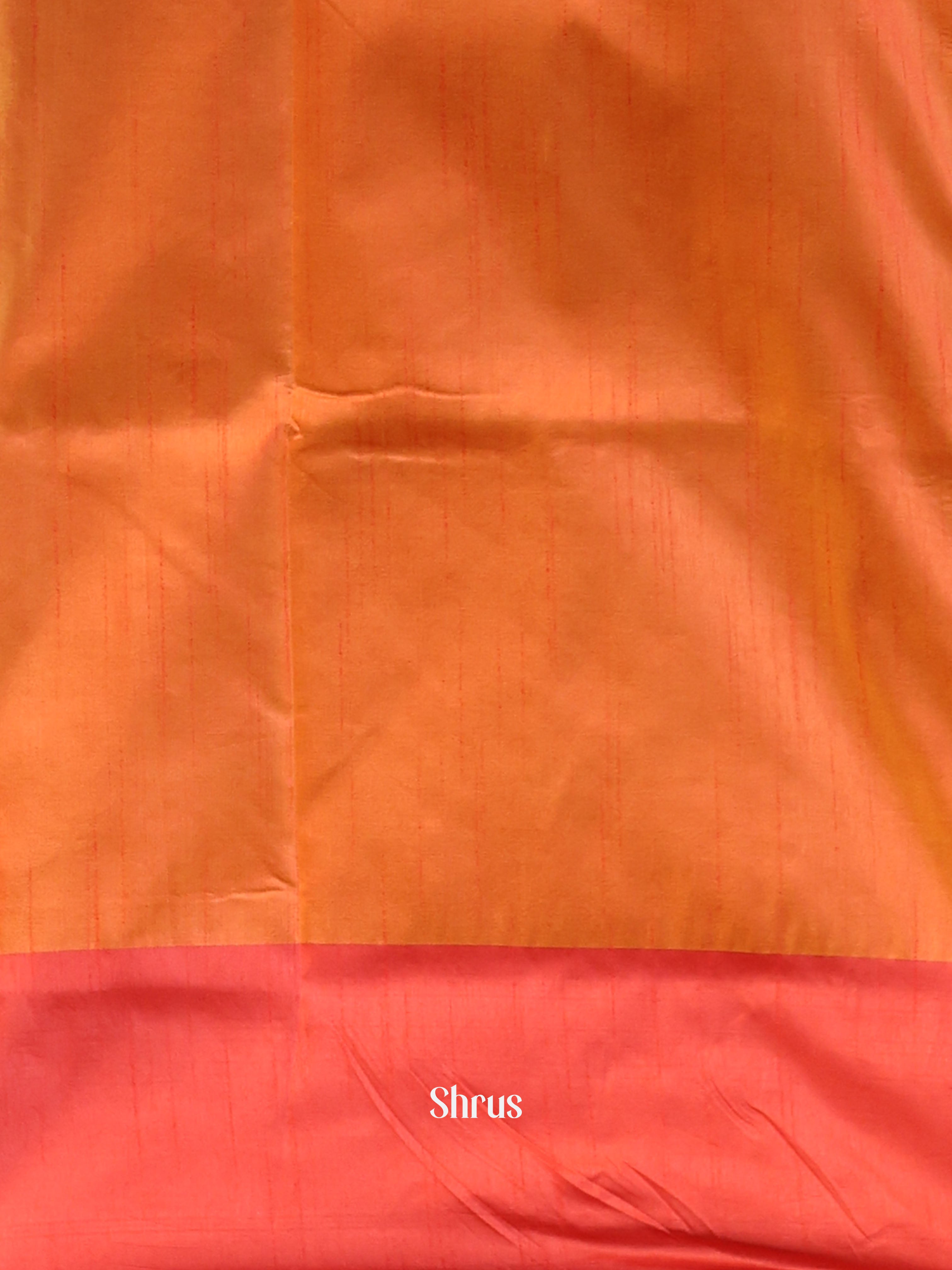 Orange & Red - Semi Banarasi Saree - Shop on Shrus.com