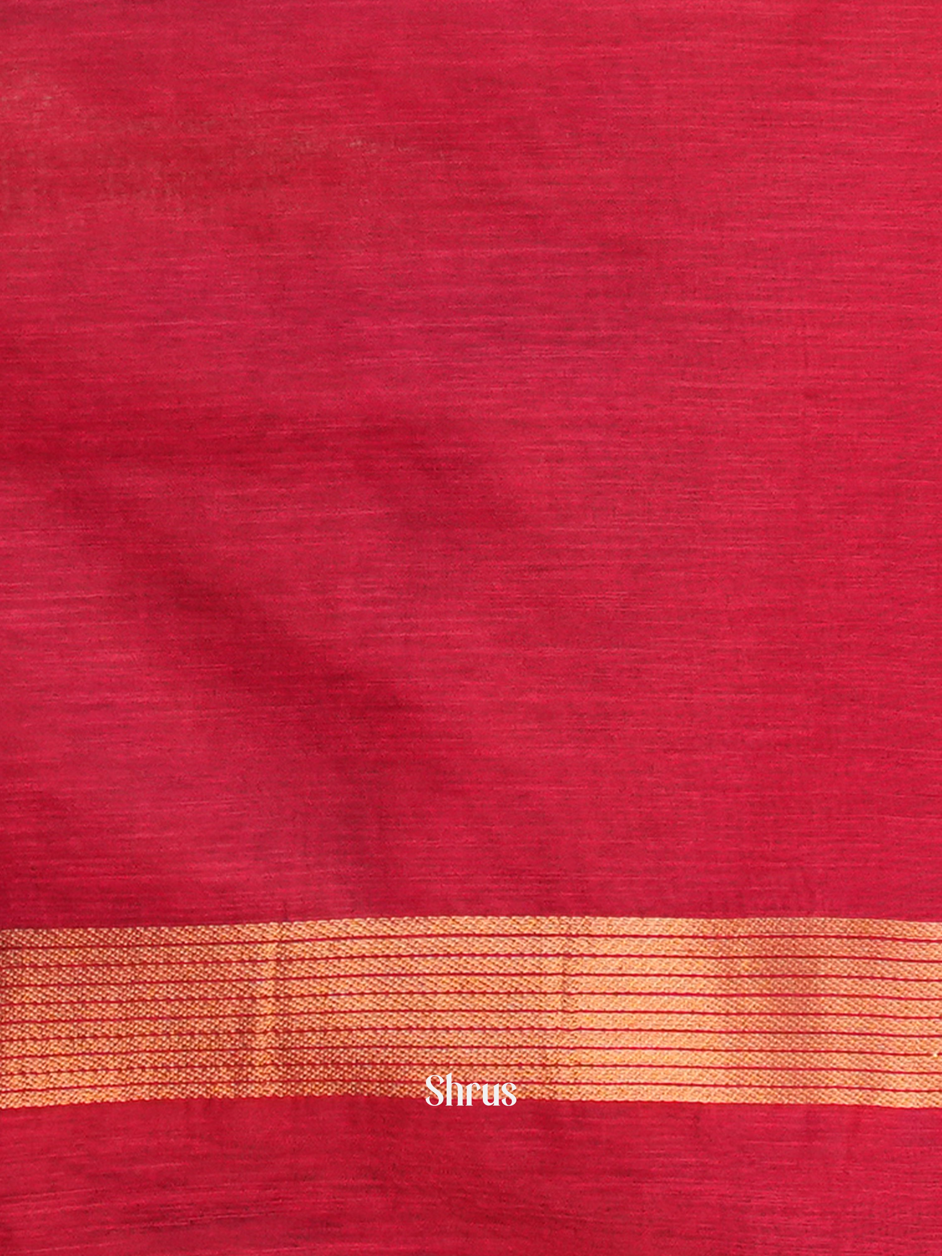 Red - Semi Jute Saree - Shop on Shrus.com