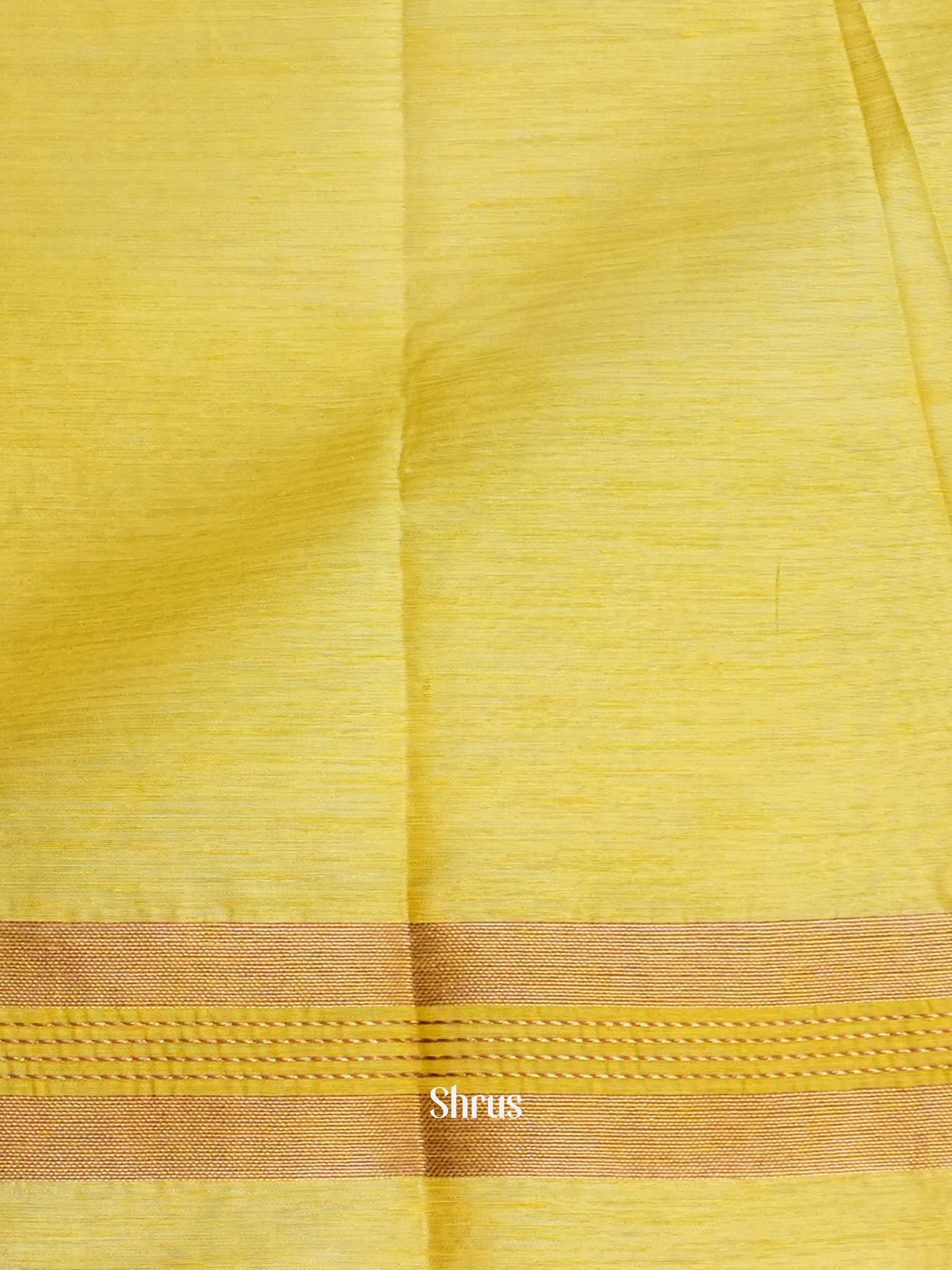 Yellow - Semi Jute Saree - Shop on Shrus.com
