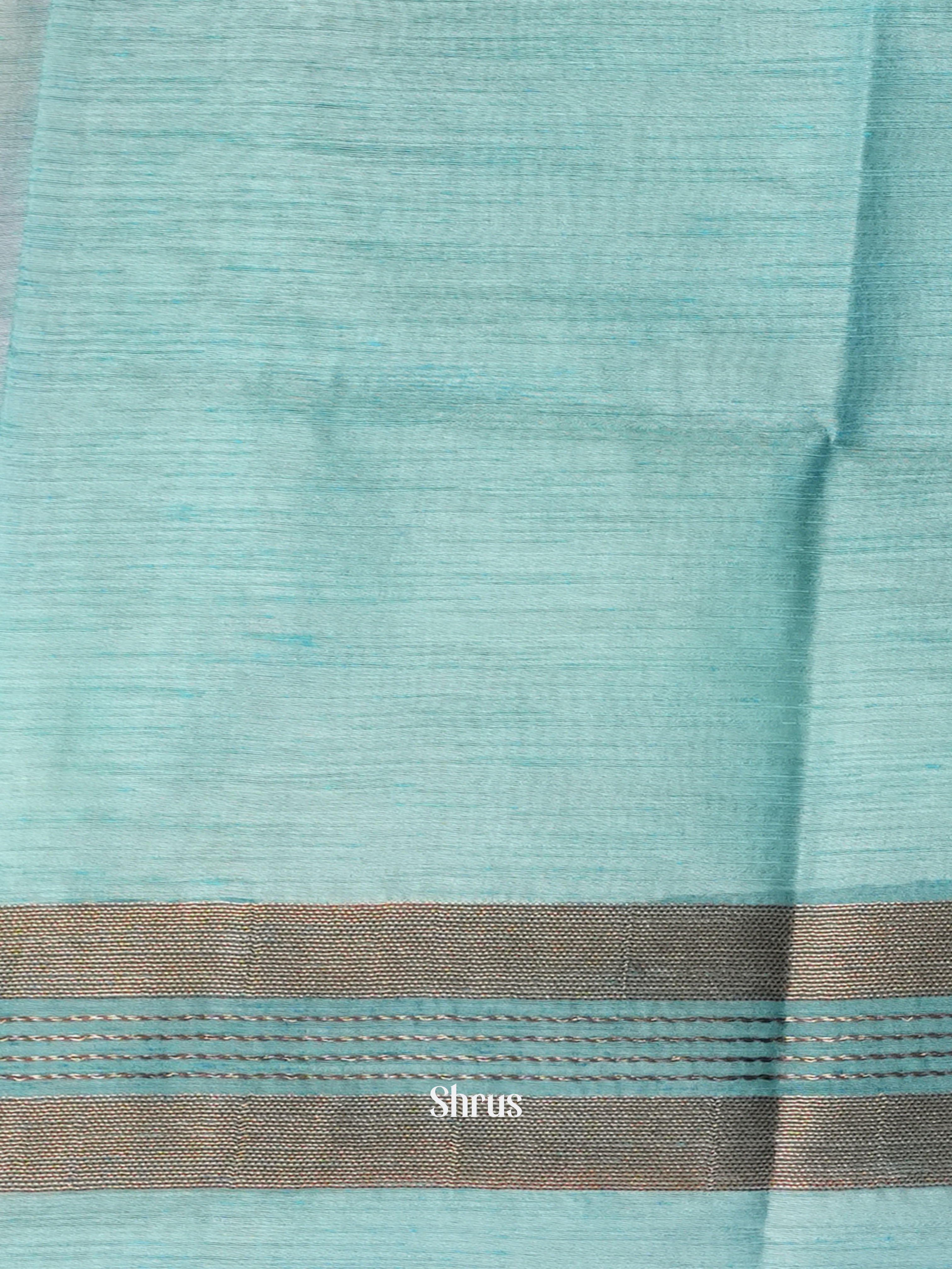 Teal Blue - Semi Jute Saree - Shop on Shrus.com