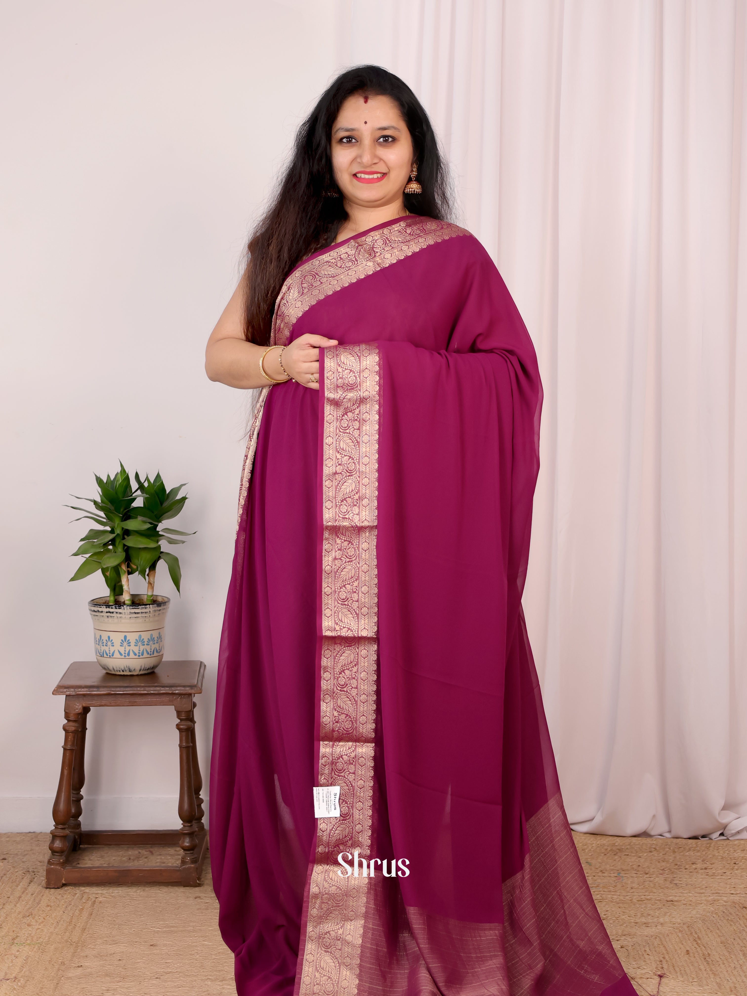 Purple- Semi Georgette Saree - Shop on Shrus.com