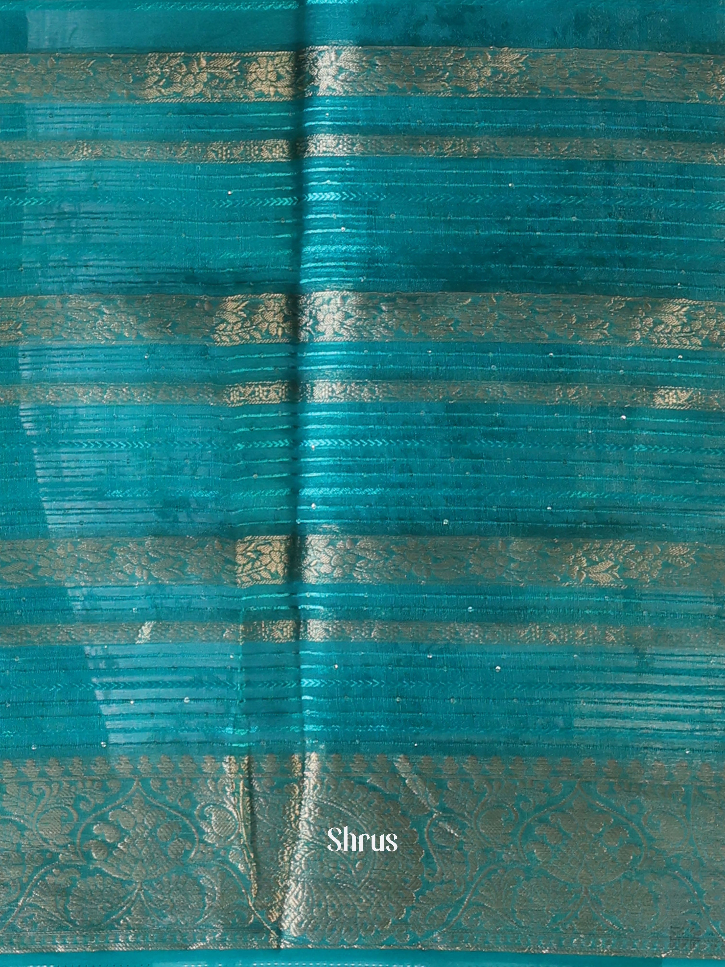 Blue - Semi Organza Saree - Shop on Shrus.com