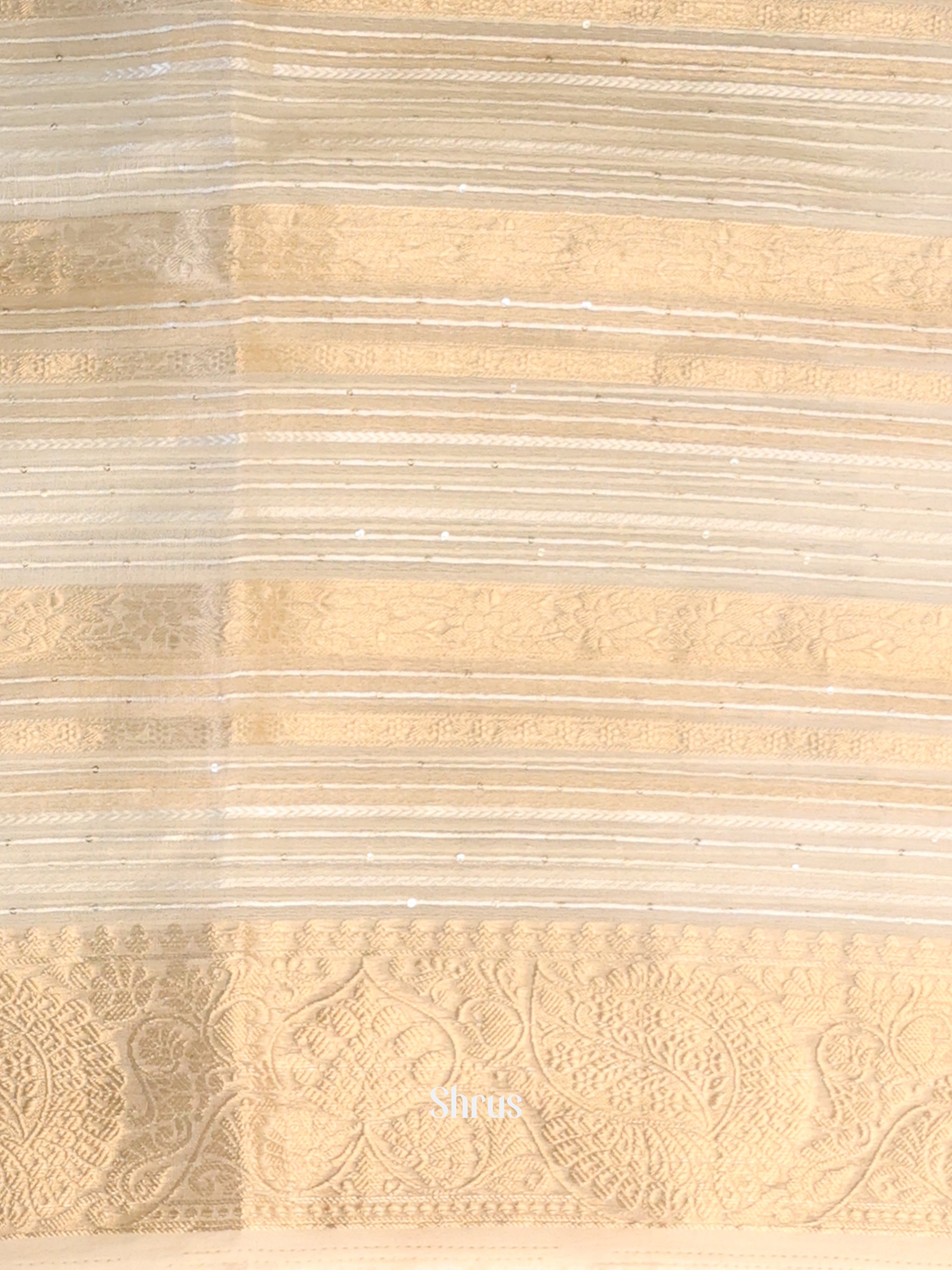 Cream - Semi Organza Saree - Shop on Shrus.com