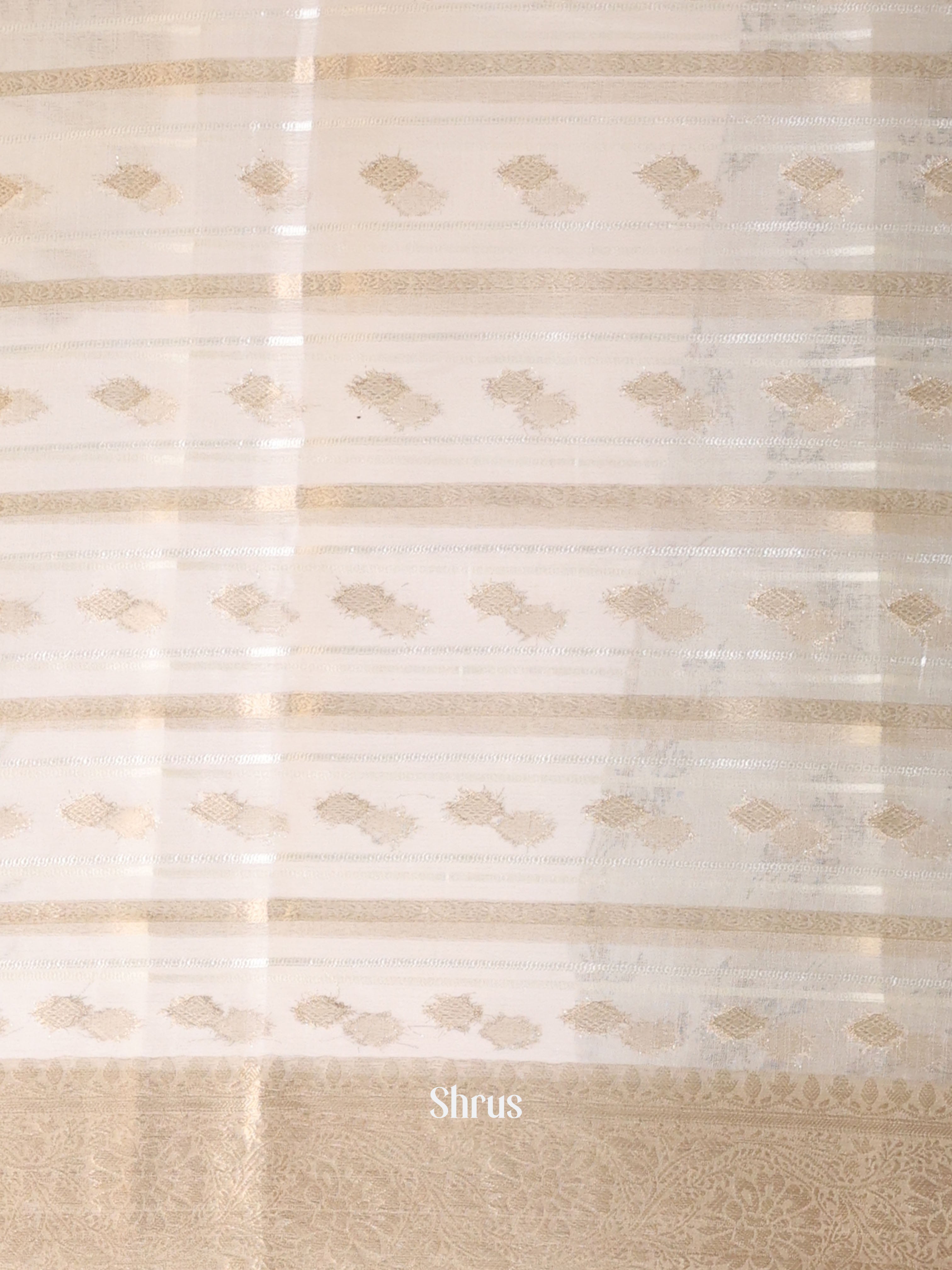 Cream - Semi Organza Saree - Shop on Shrus.com