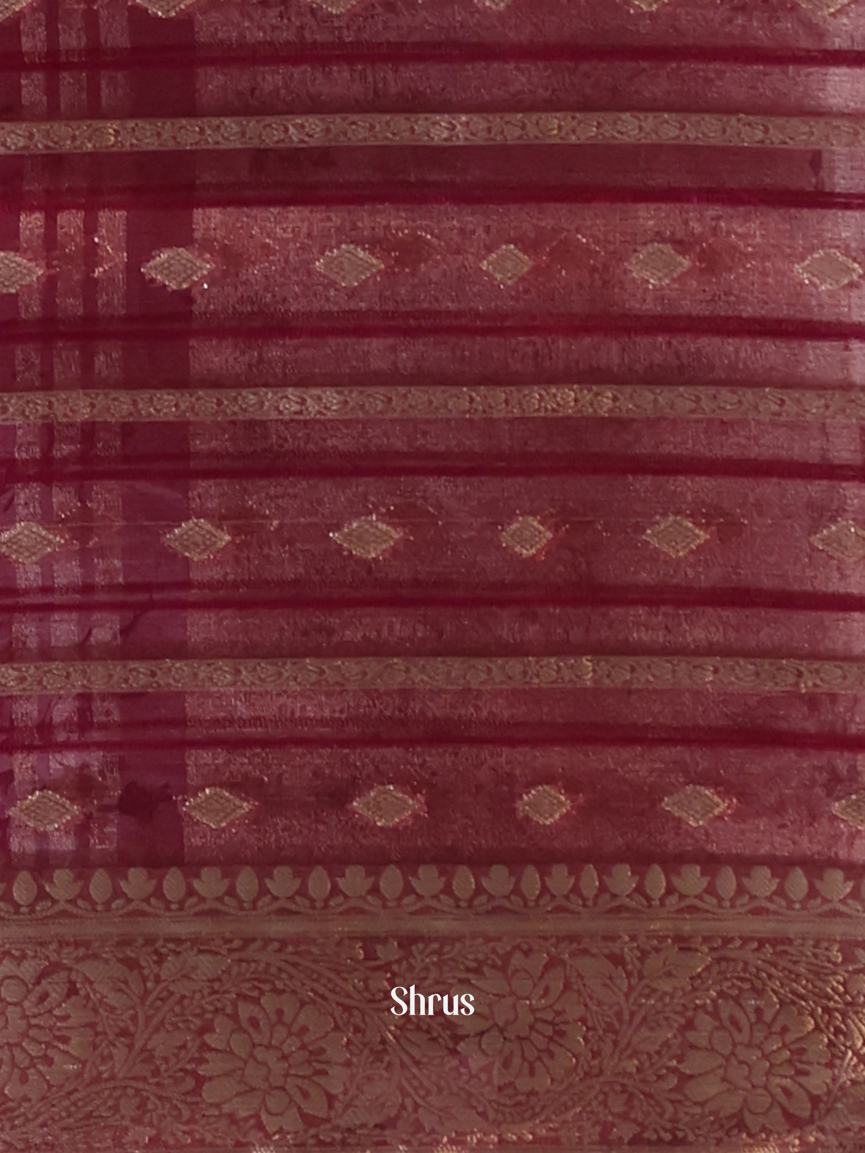 Maroon - Semi Organza Saree - Shop on Shrus.com