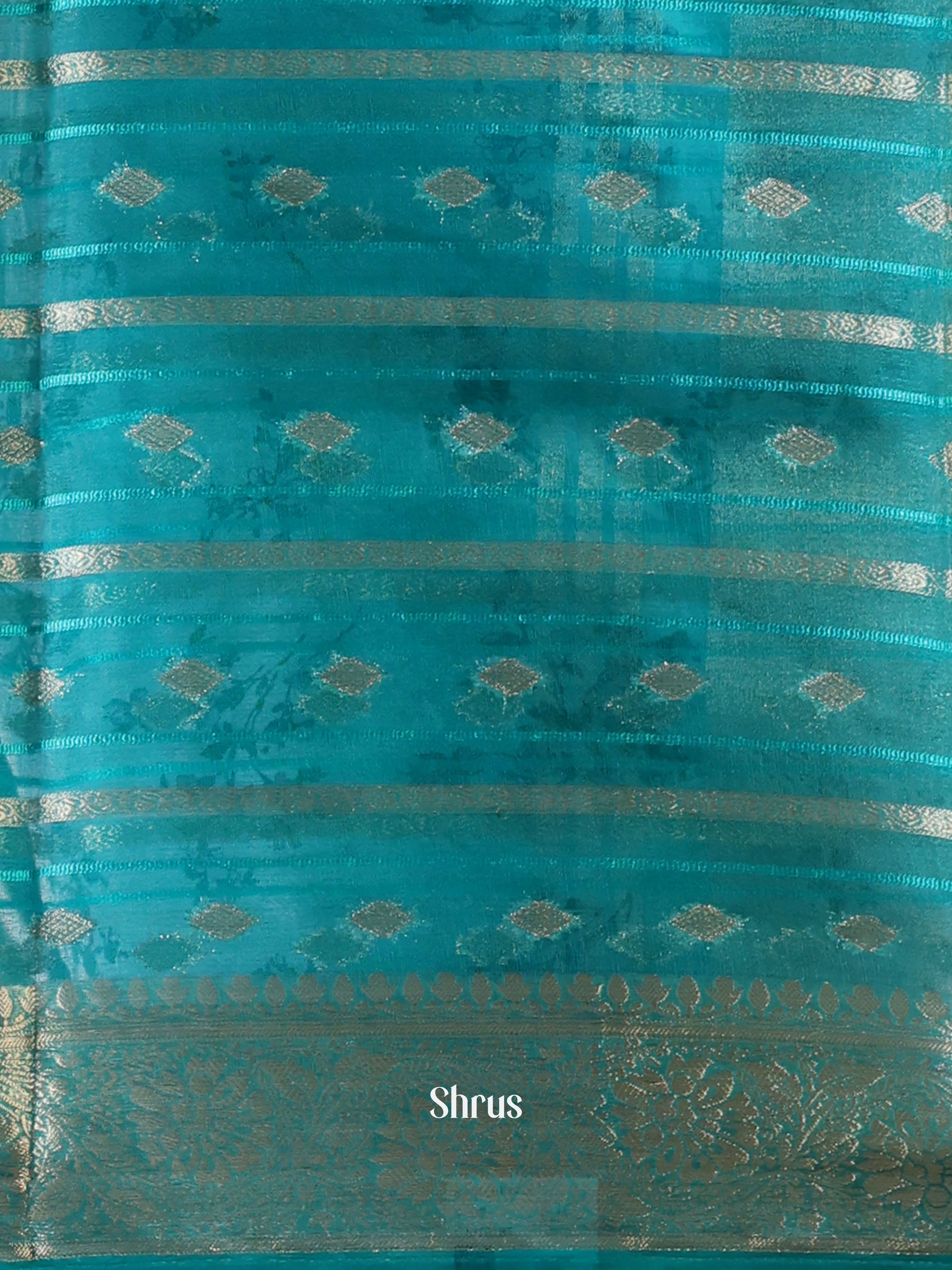 Blue - Semi Organza Saree - Shop on Shrus.com