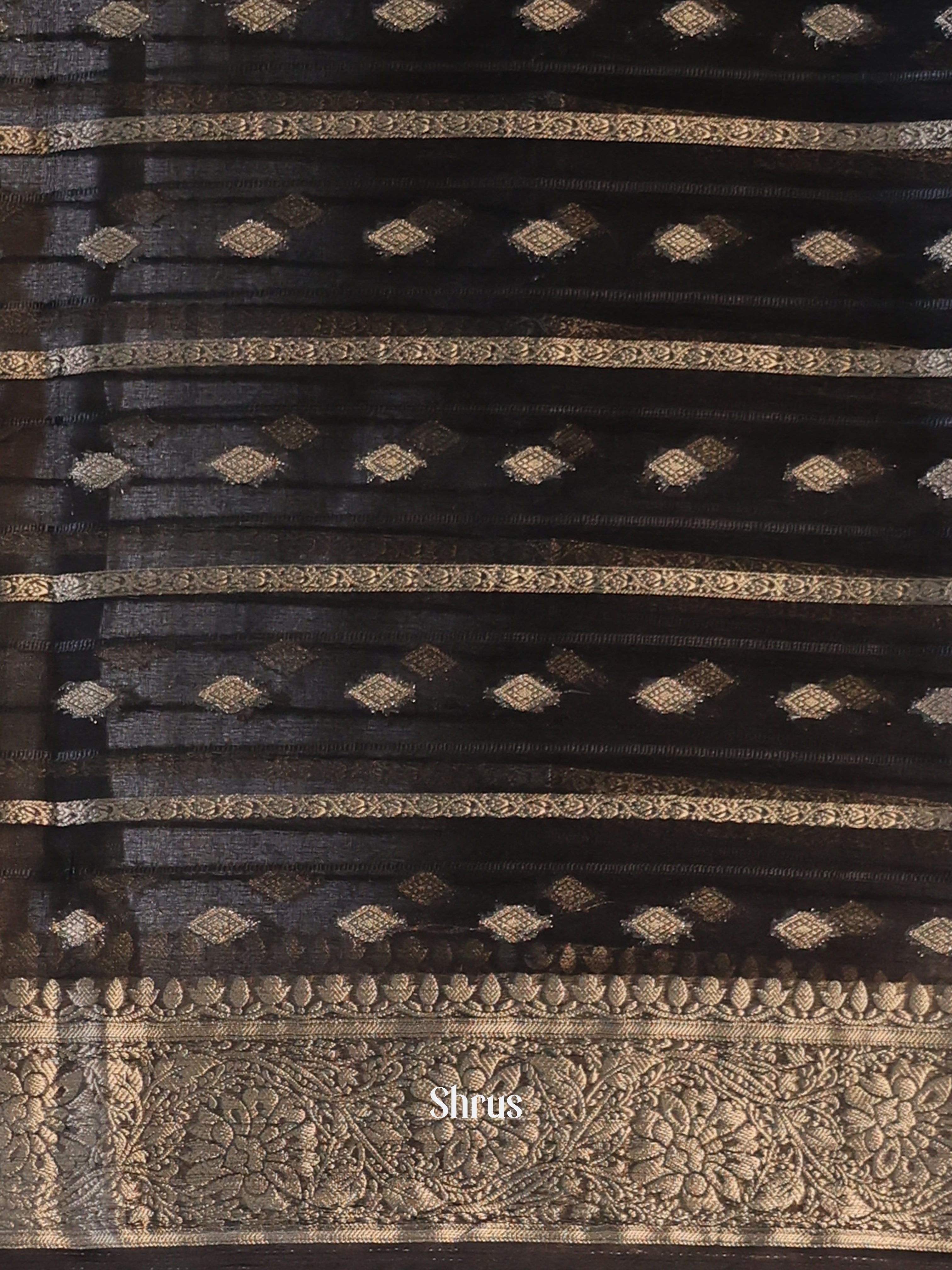 Black- Semi Organza Saree - Shop on Shrus.com