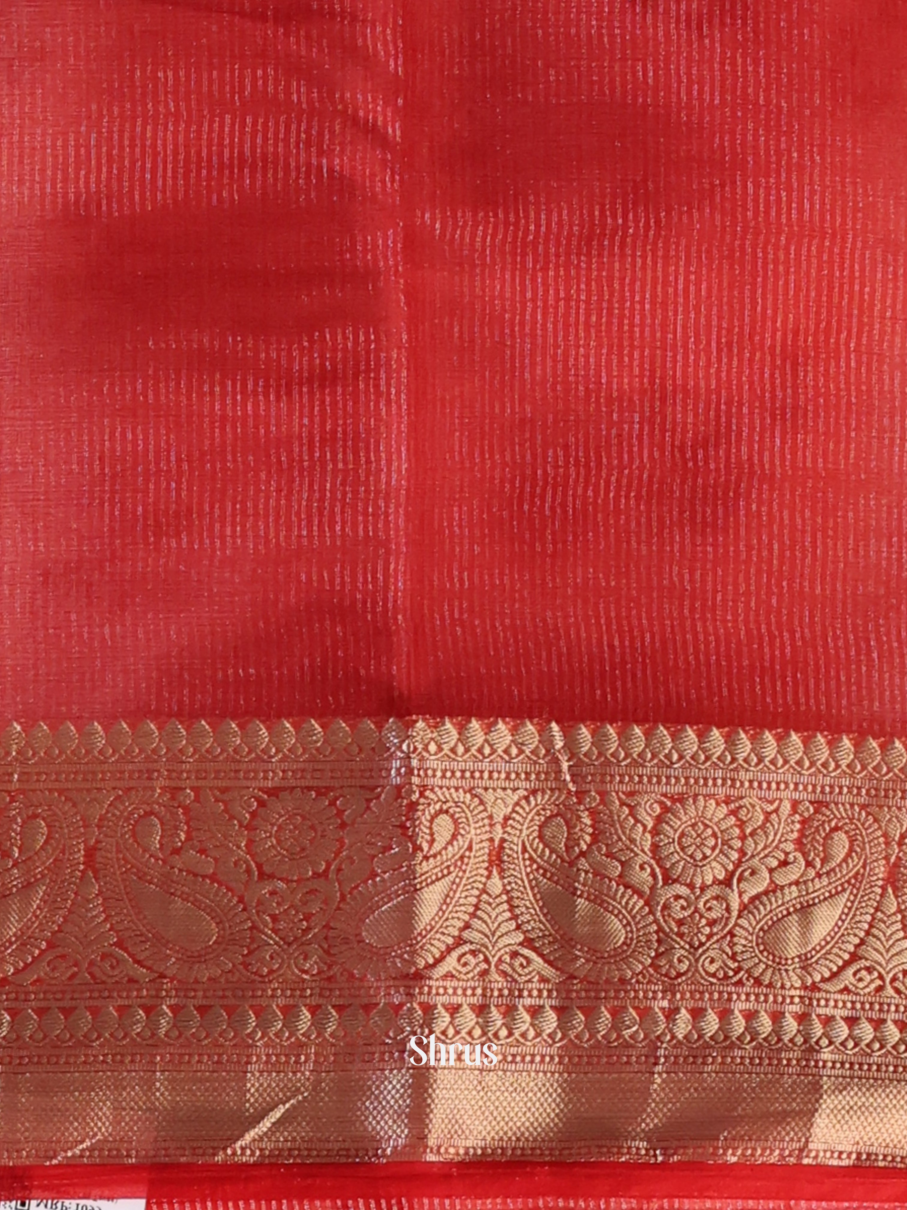 Cream & Red - Semi Organza Saree - Shop on Shrus.com