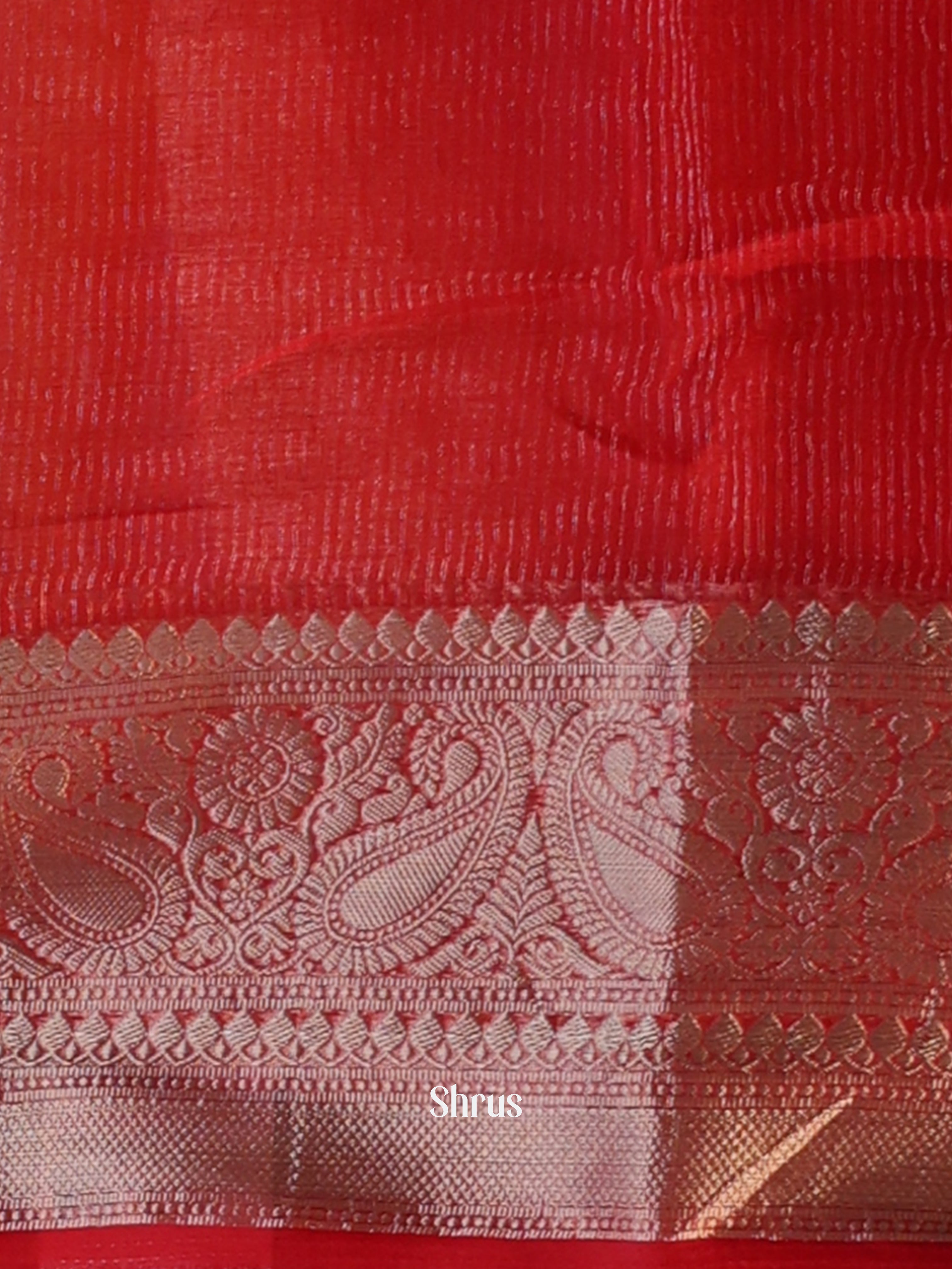 Orange & Red - Semi Organza Saree - Shop on Shrus.com