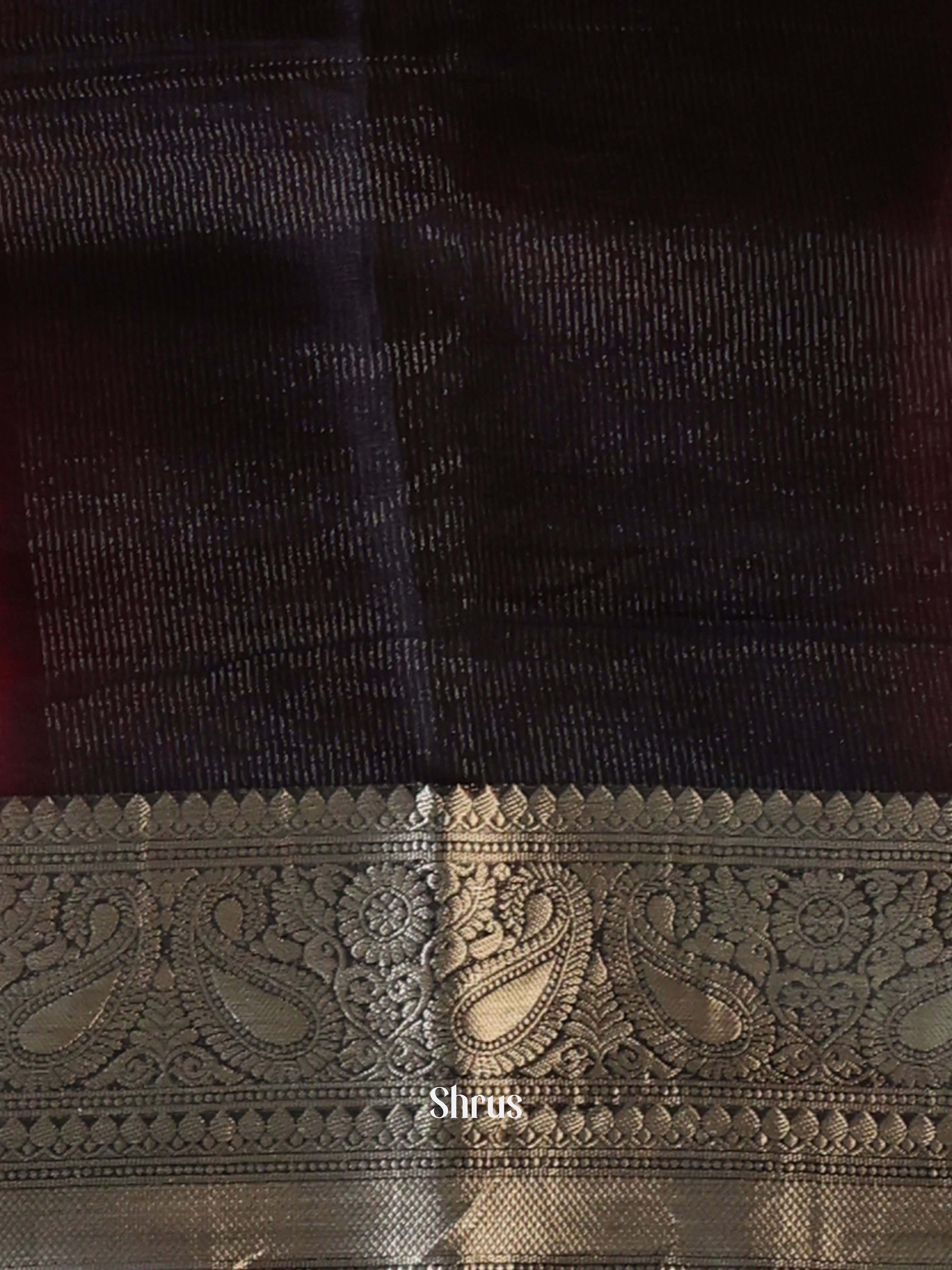 Red & Black- Semi Organza Saree - Shop on Shrus.com