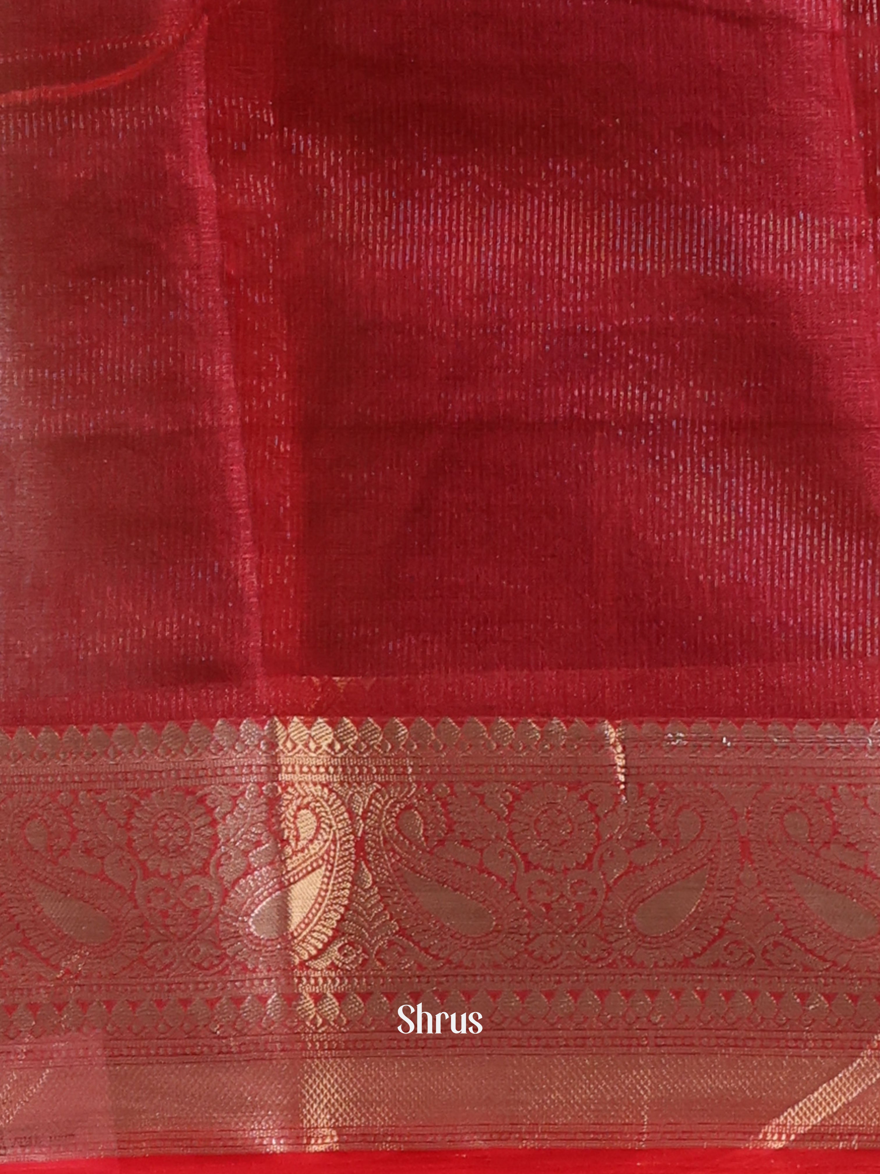 Green & Red - Semi Organza Saree - Shop on Shrus.com