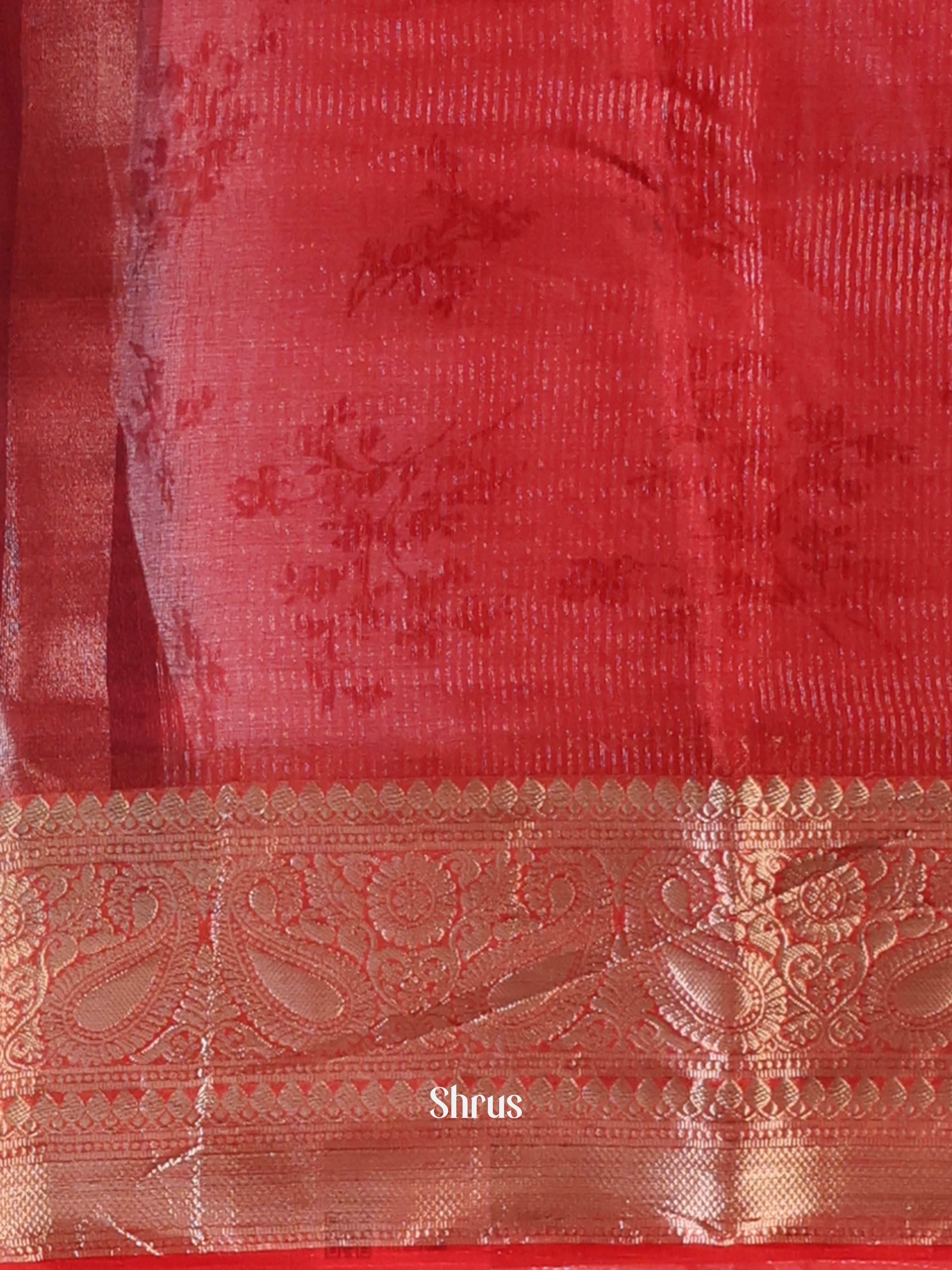 Black & Red - Semi Organza Saree - Shop on Shrus.com