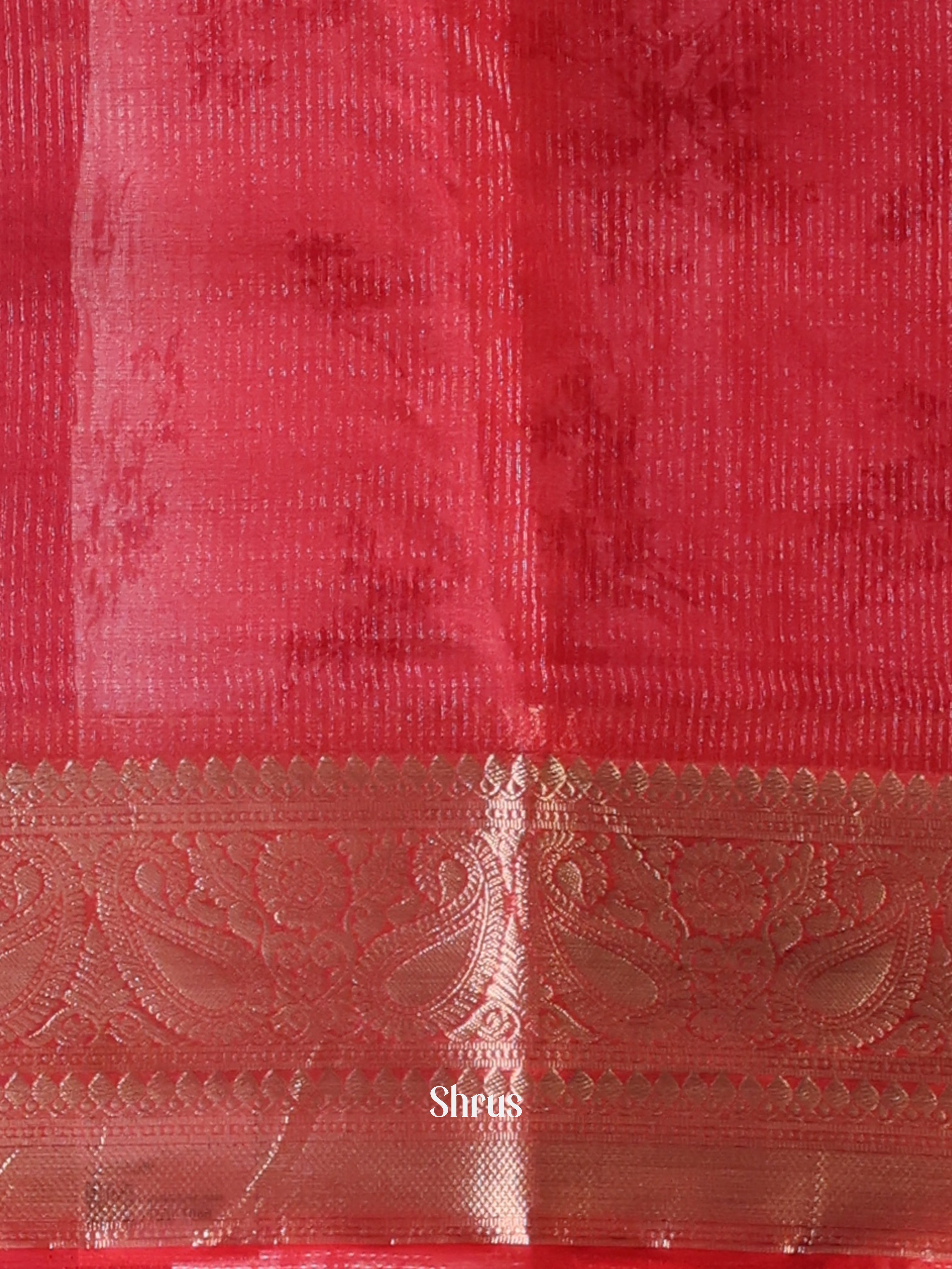 Green & Red- Semi Organza Saree - Shop on Shrus.com