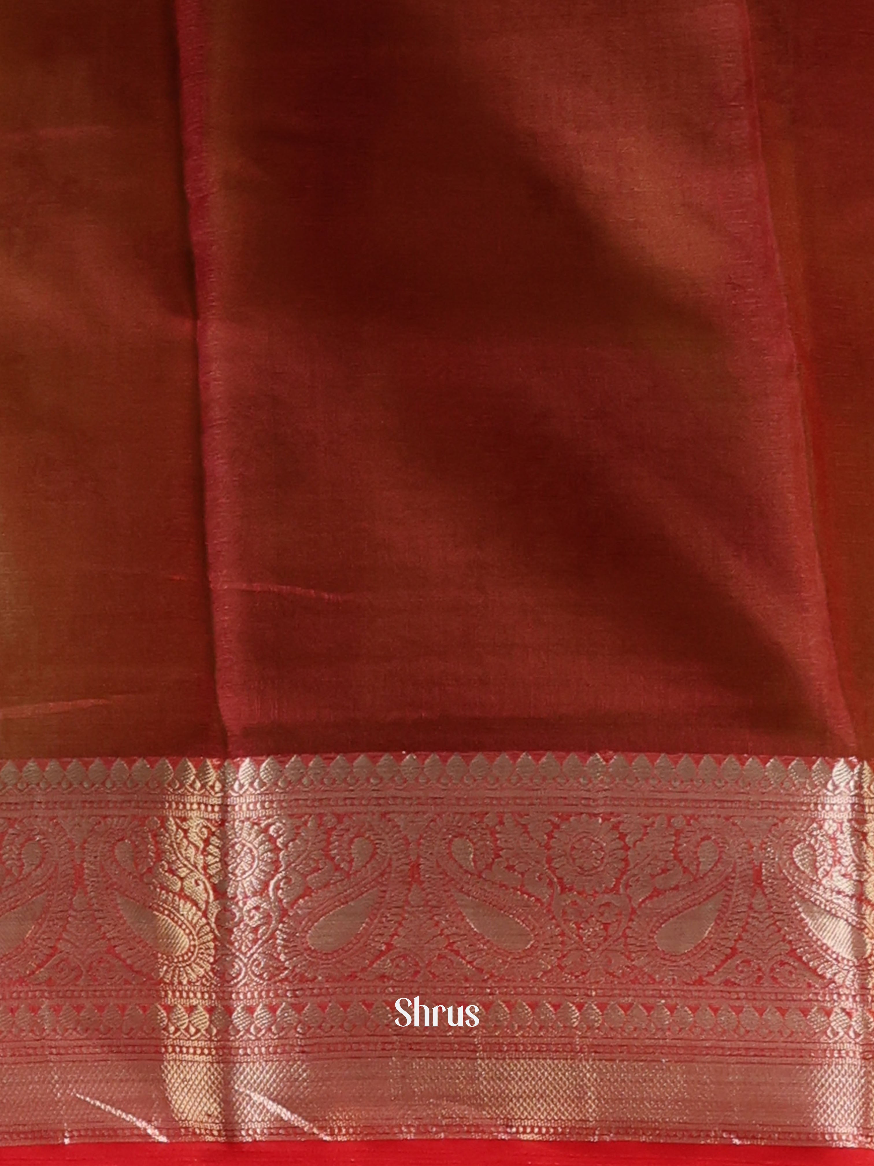 Green & Red - Semi Organza Saree - Shop on Shrus.com