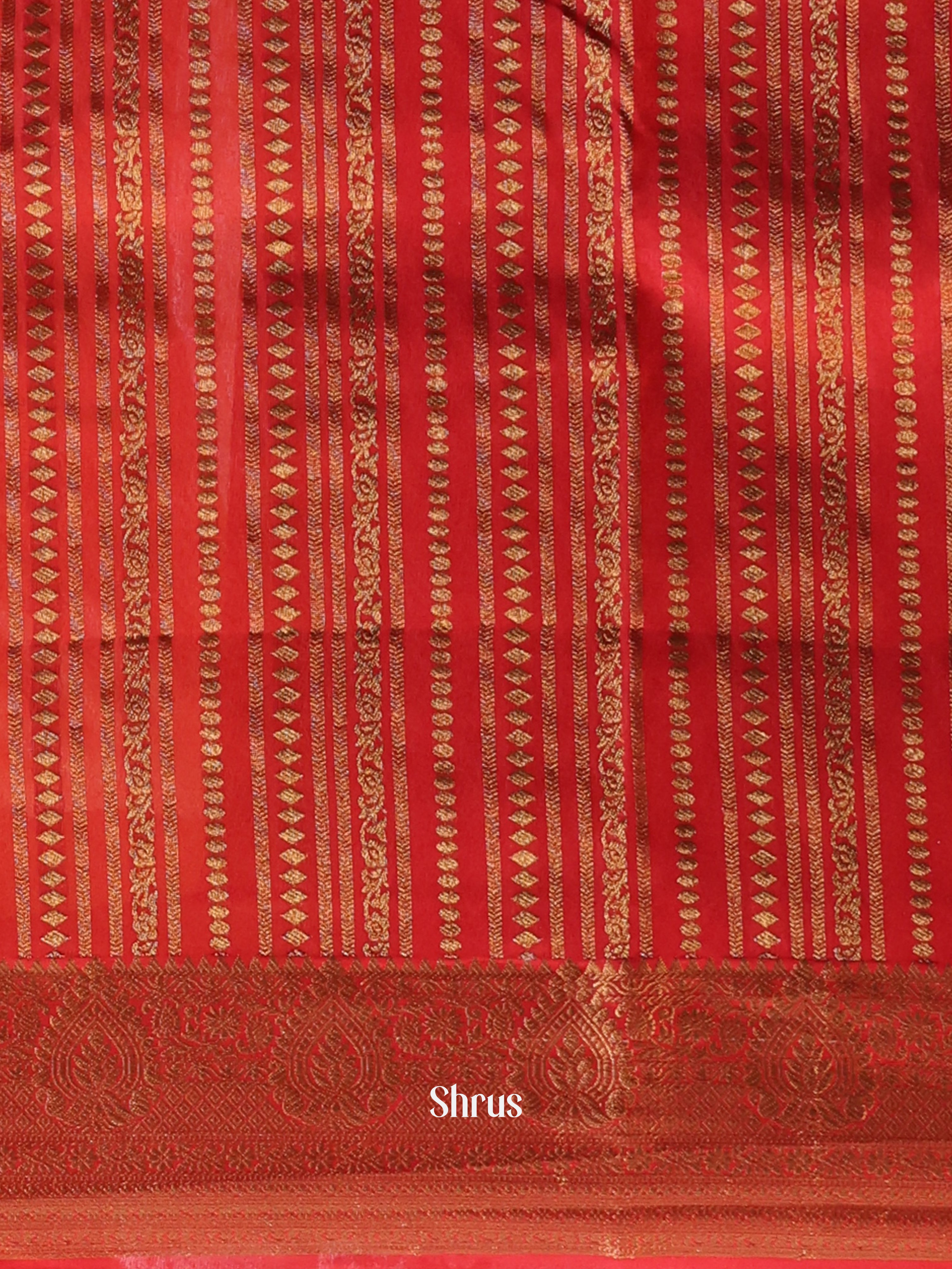 Orange & Red - Semi Organza Saree - Shop on Shrus.com