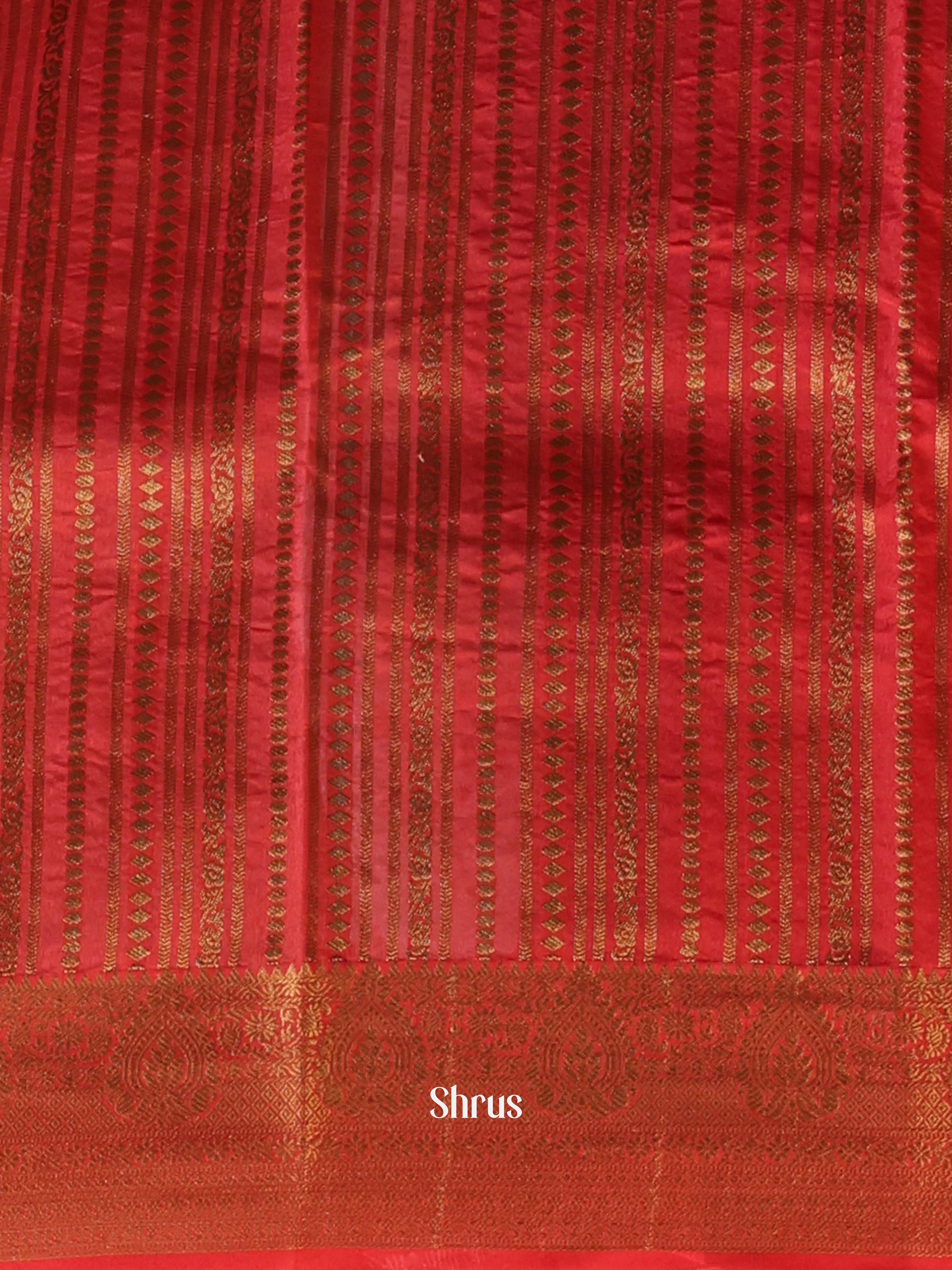 Green & Red- Semi Organza Saree - Shop on Shrus.com