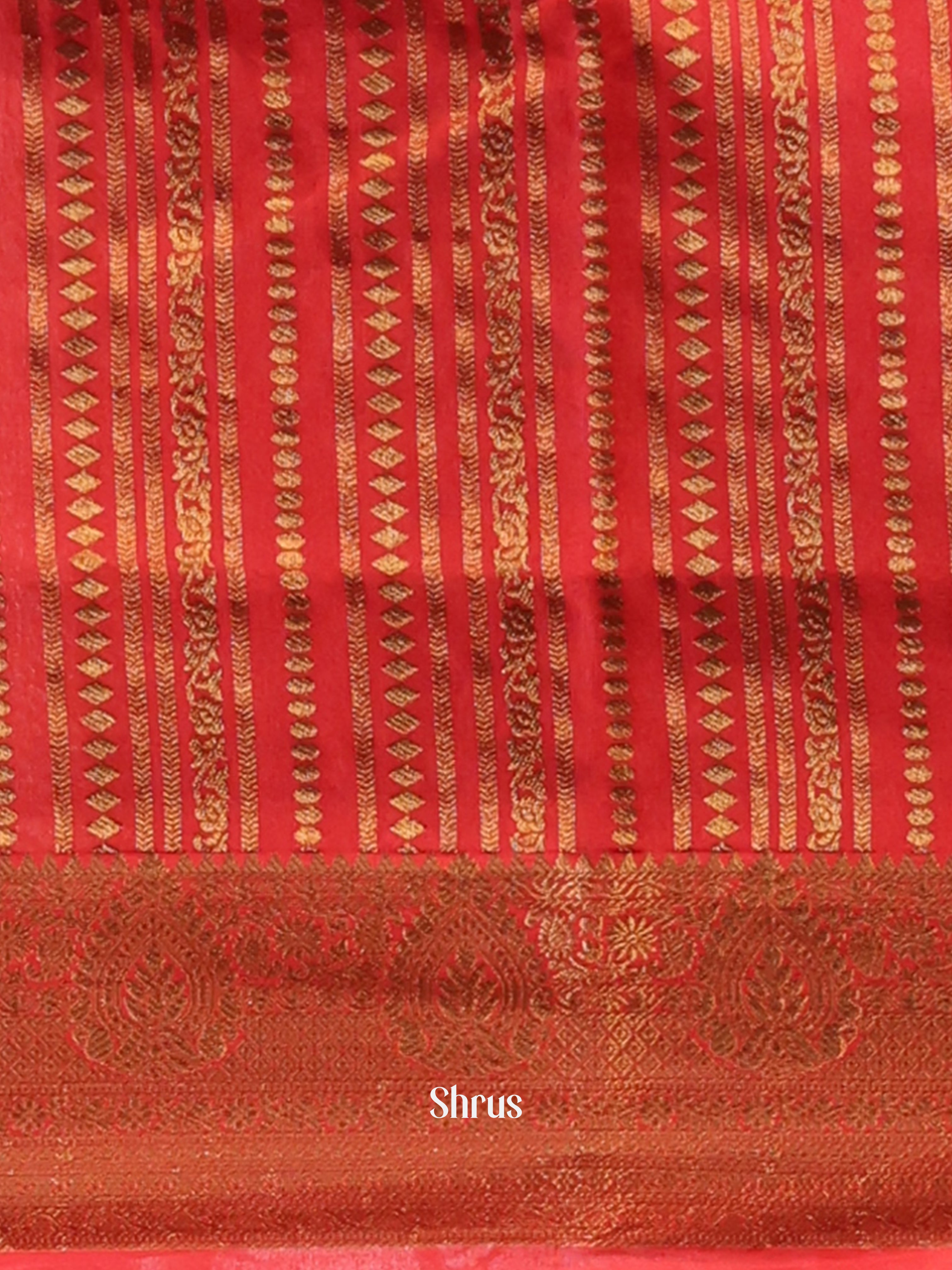 Cream & Red - Semi Organza Saree - Shop on Shrus.com