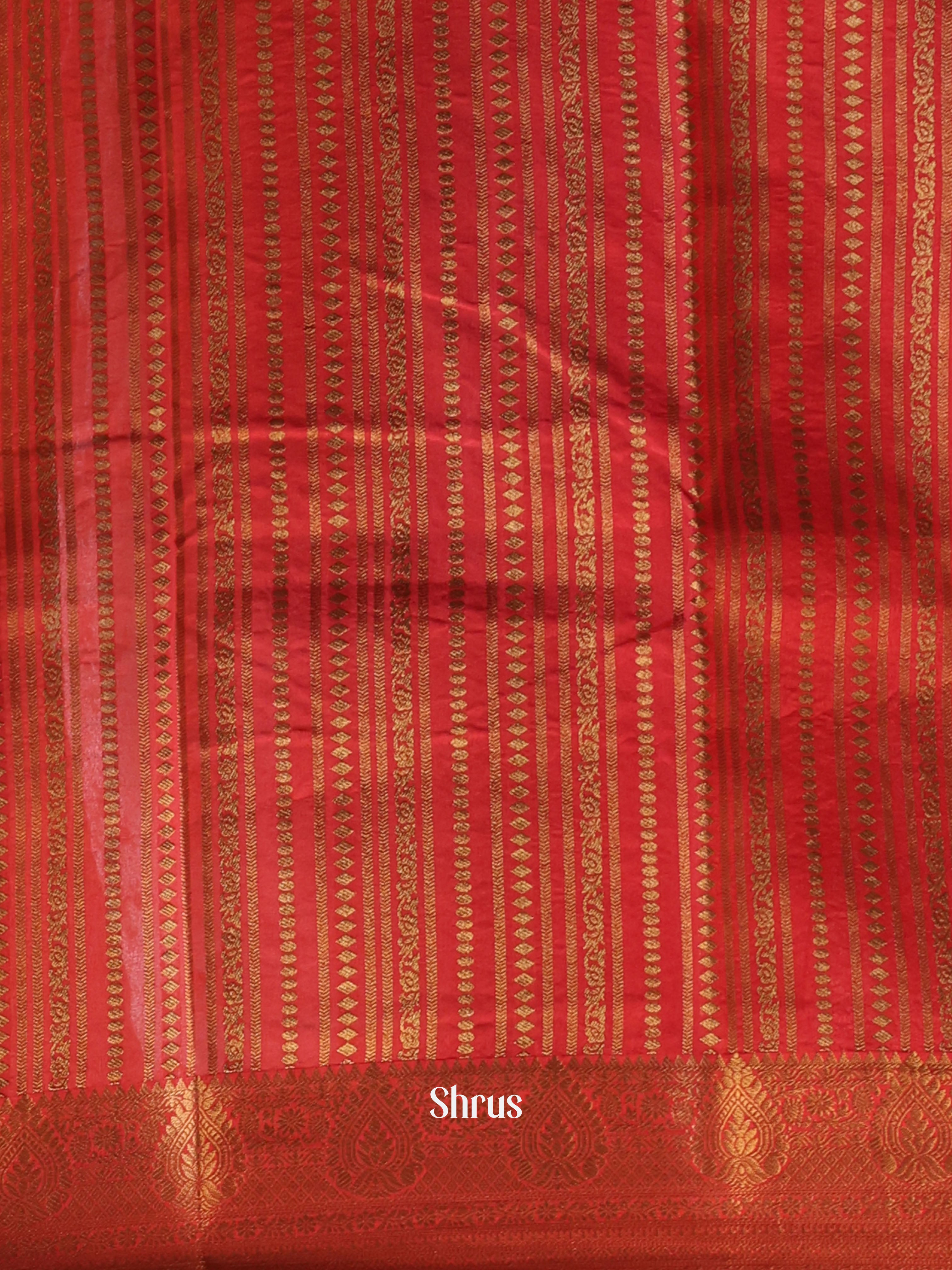 Green & Red- Semi Organza Saree - Shop on Shrus.com