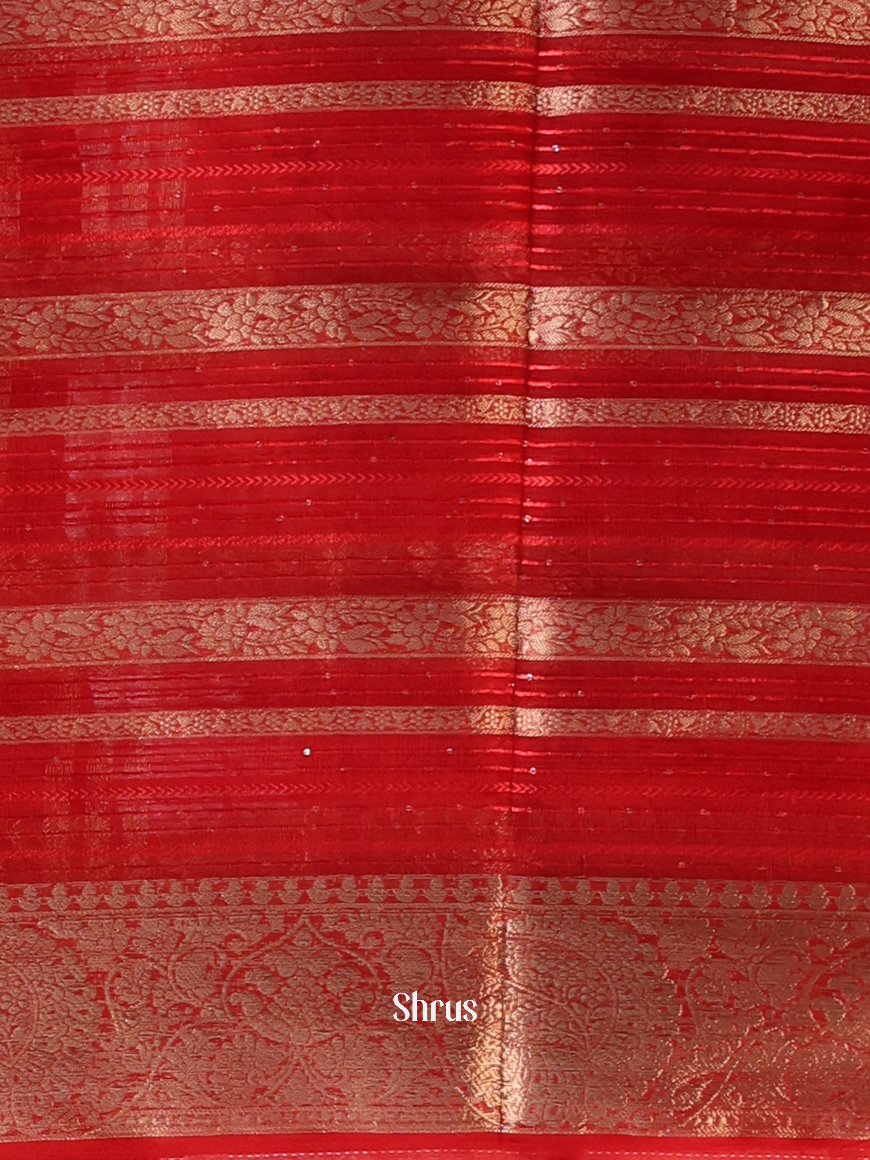 Red - Semi Organza Saree - Shop on Shrus.com