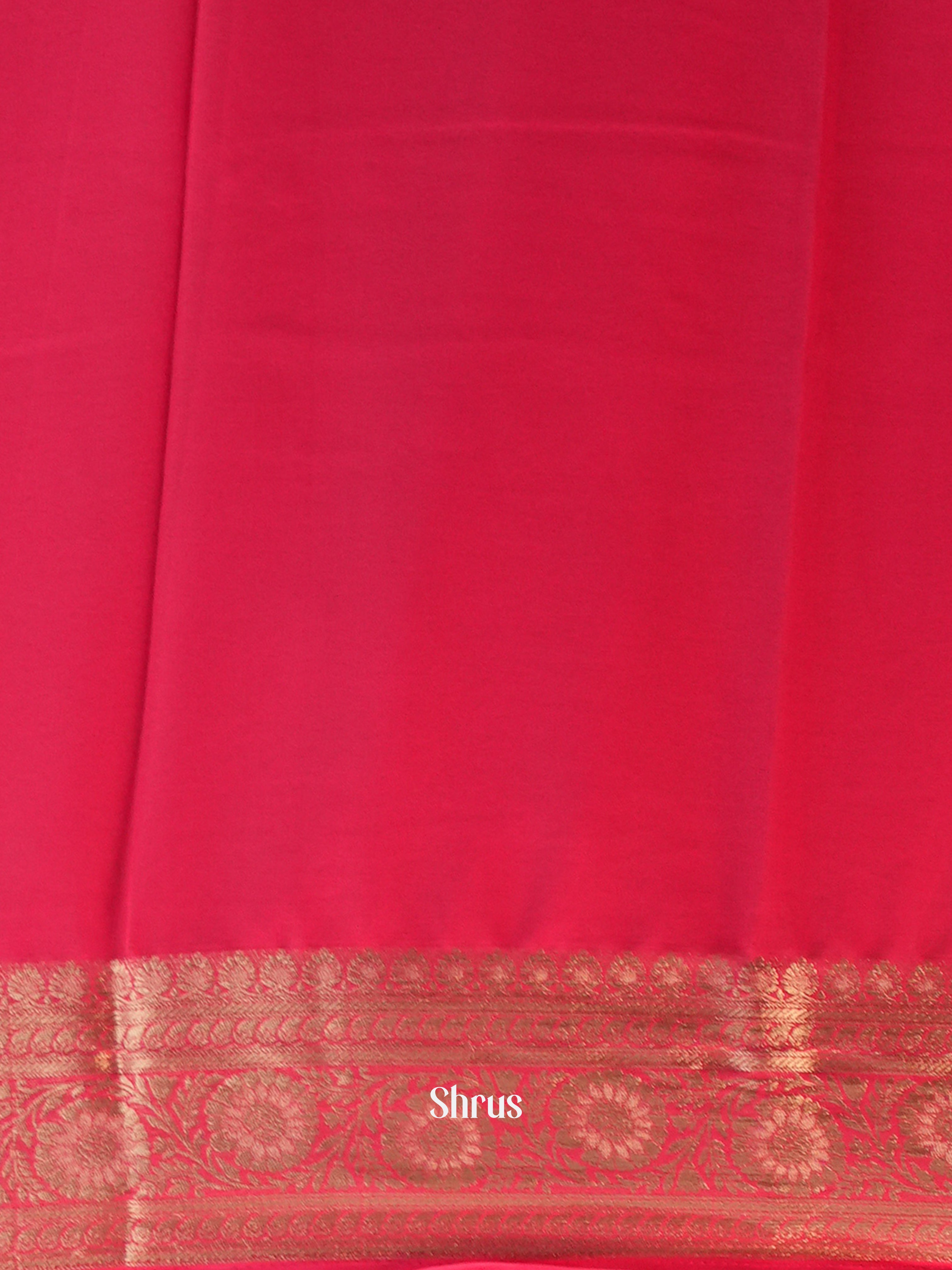 Reddish Pink - Semi Georgette Saree - Shop on Shrus.com