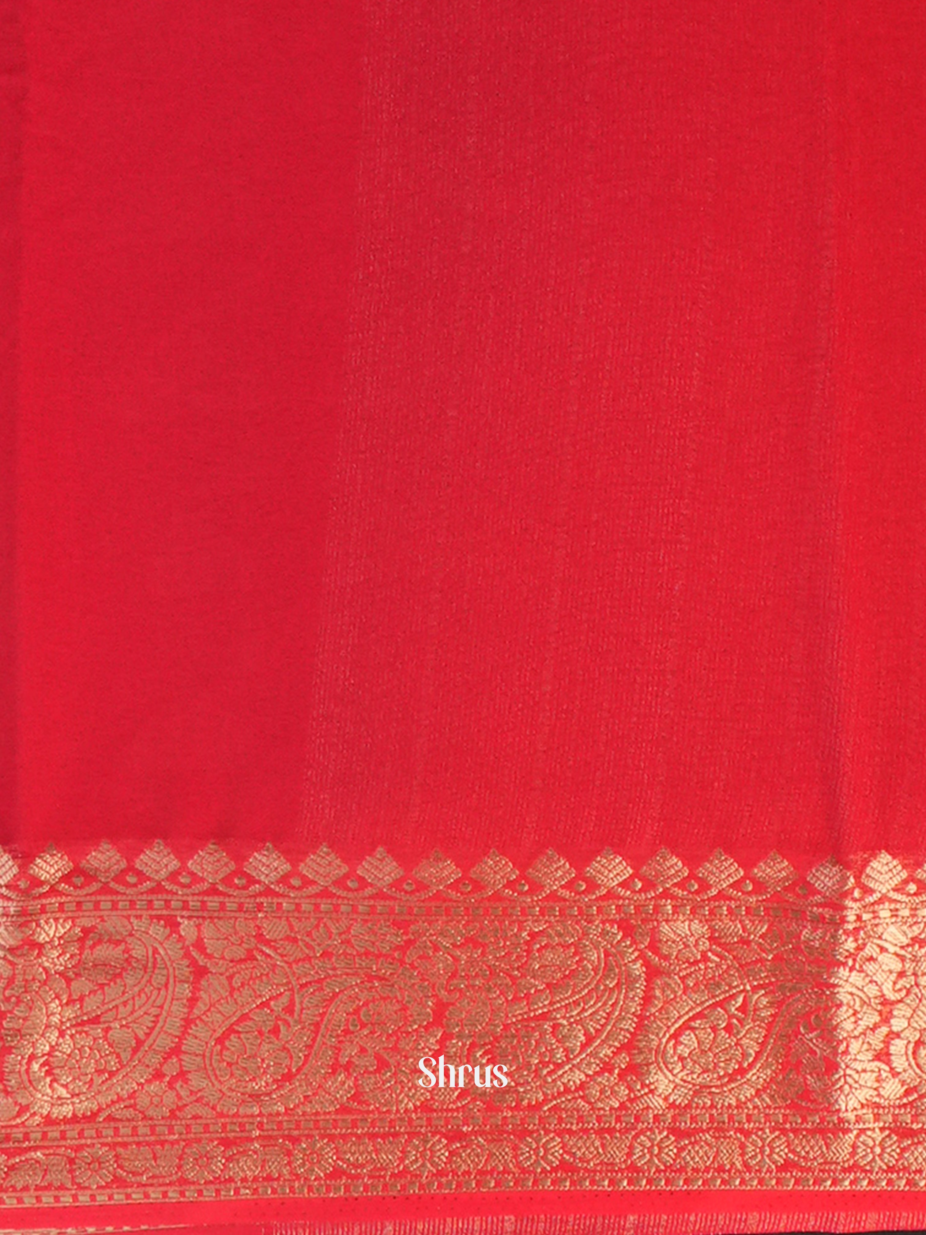 Red - Semi Georgette Saree - Shop on Shrus.com
