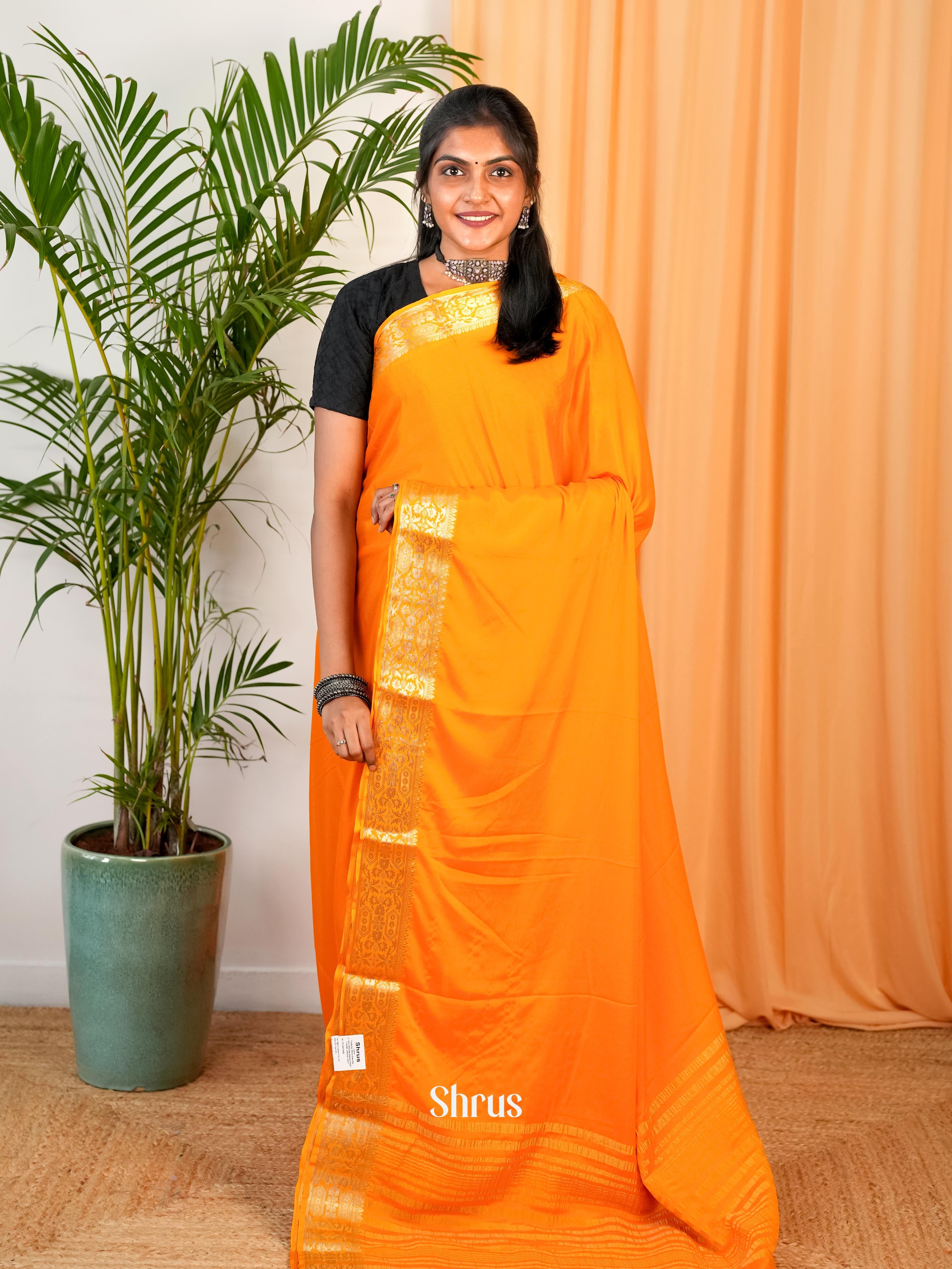 Mambazha Yellow- Semi Mysoresilk Saree - Shop on Shrus.com