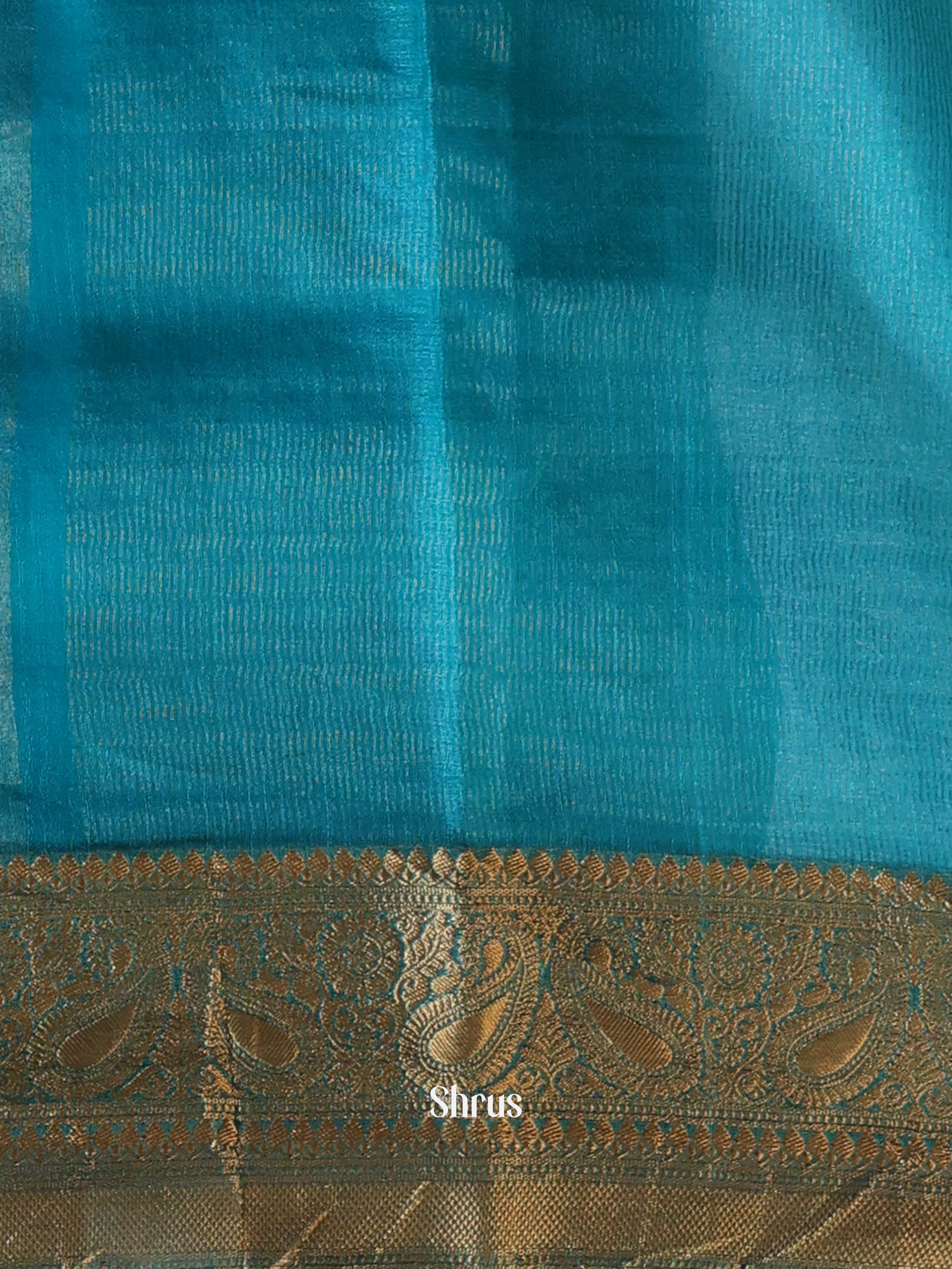 Blue - Semi Organza Saree - Shop on Shrus.com