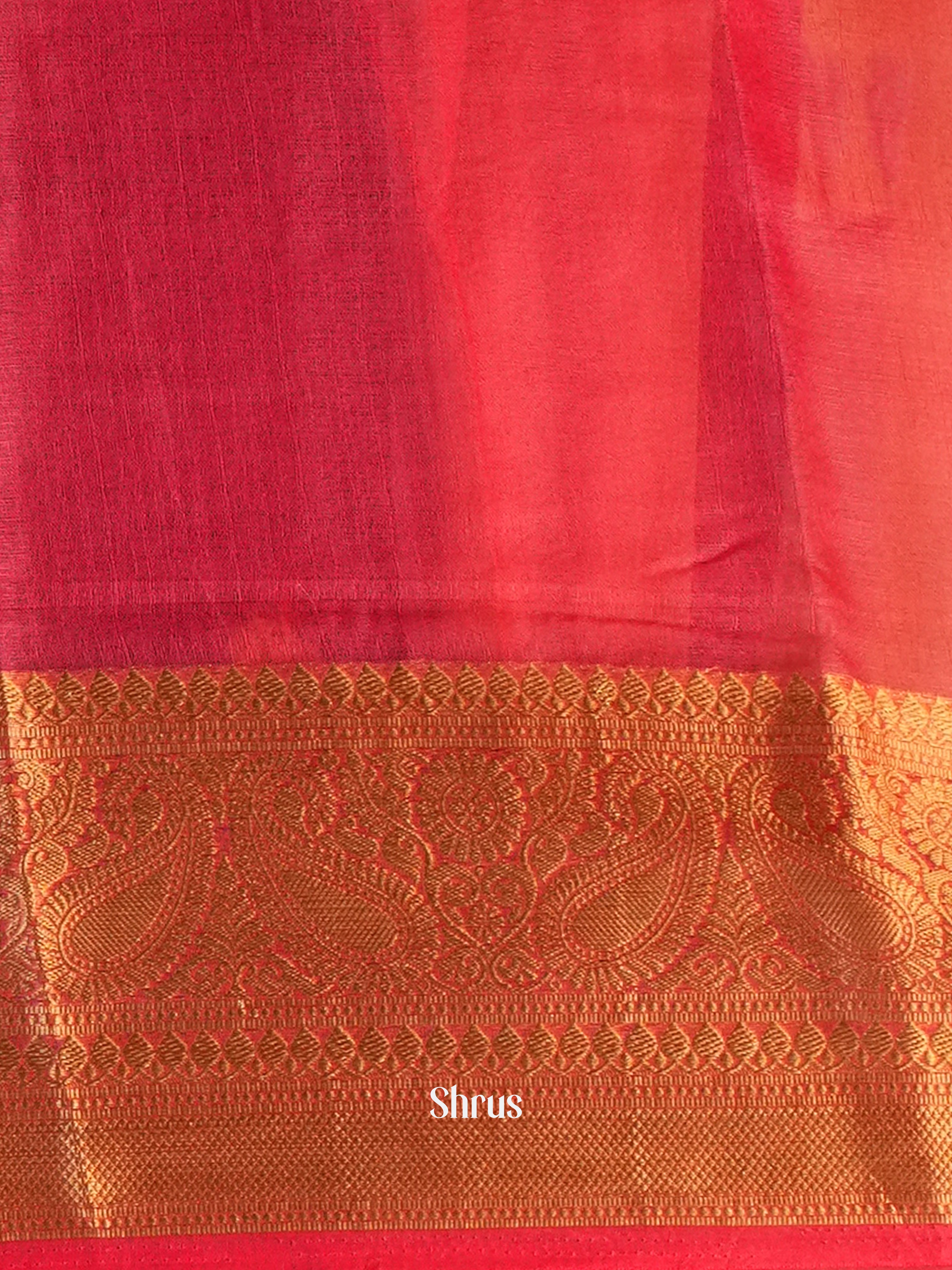 Red - Semi Organza Saree - Shop on Shrus.com