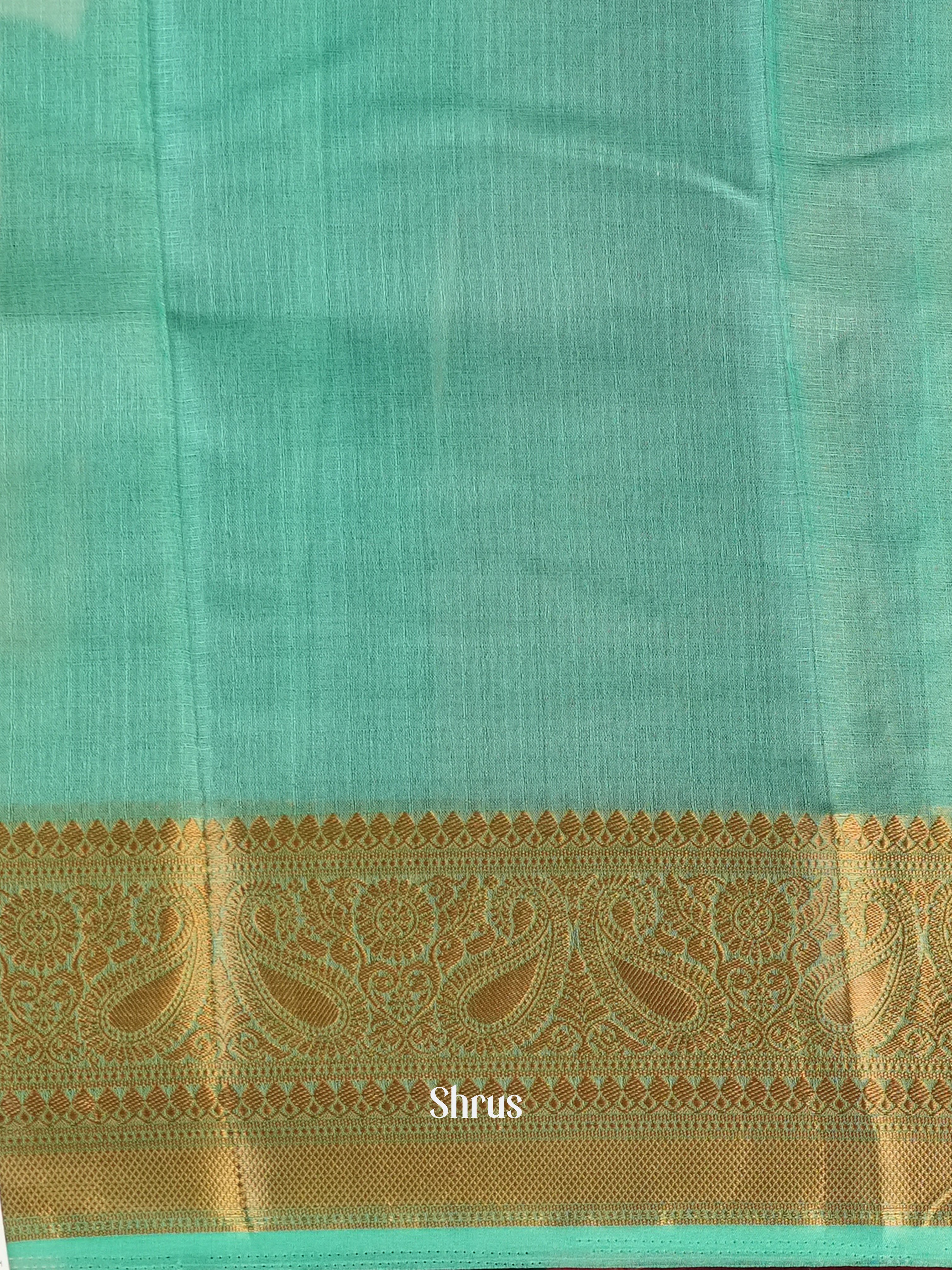 Teal - Semi Organza Saree - Shop on Shrus.com