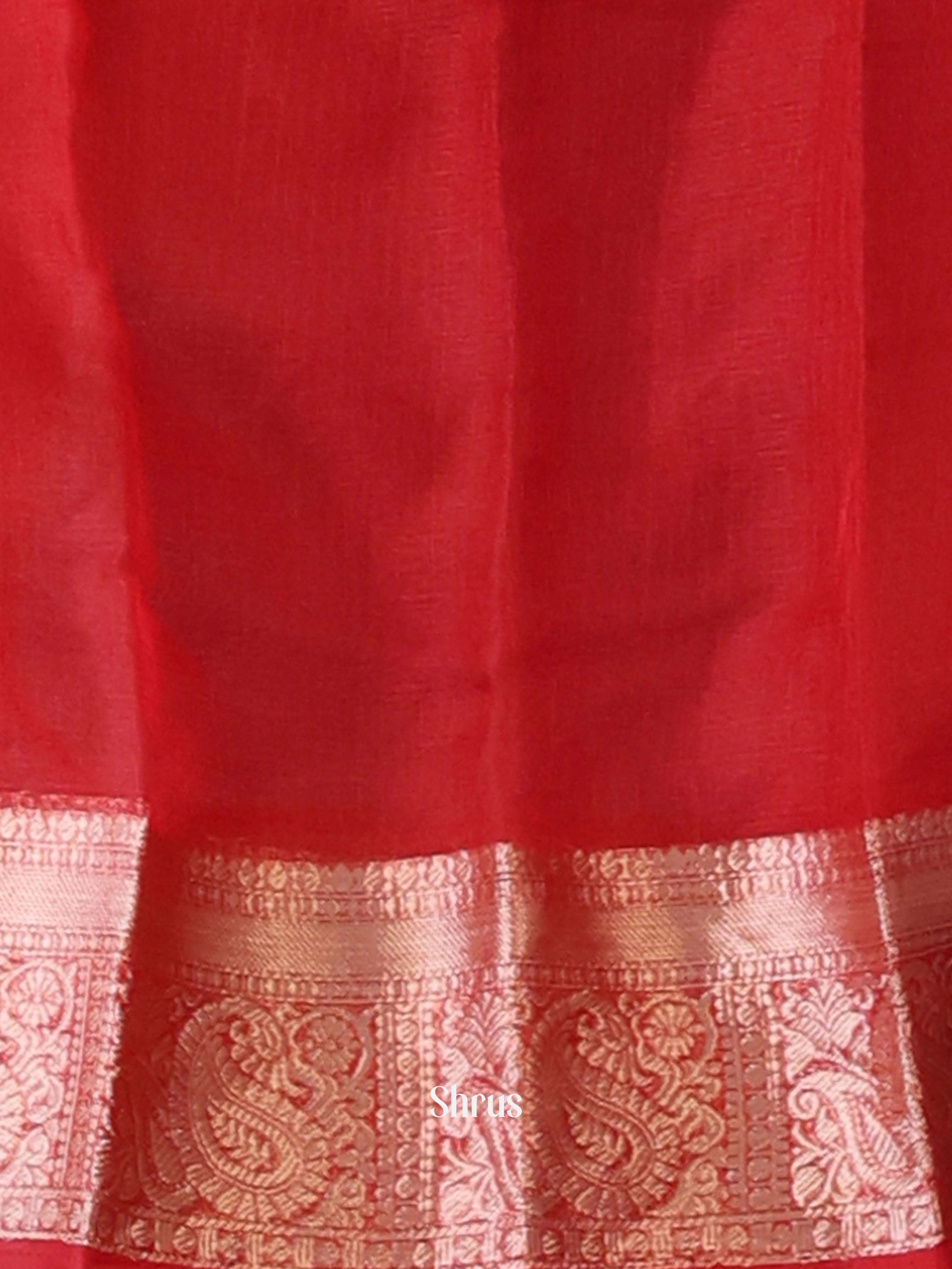 Teal & Red - Semi Organza Saree - Shop on Shrus.com