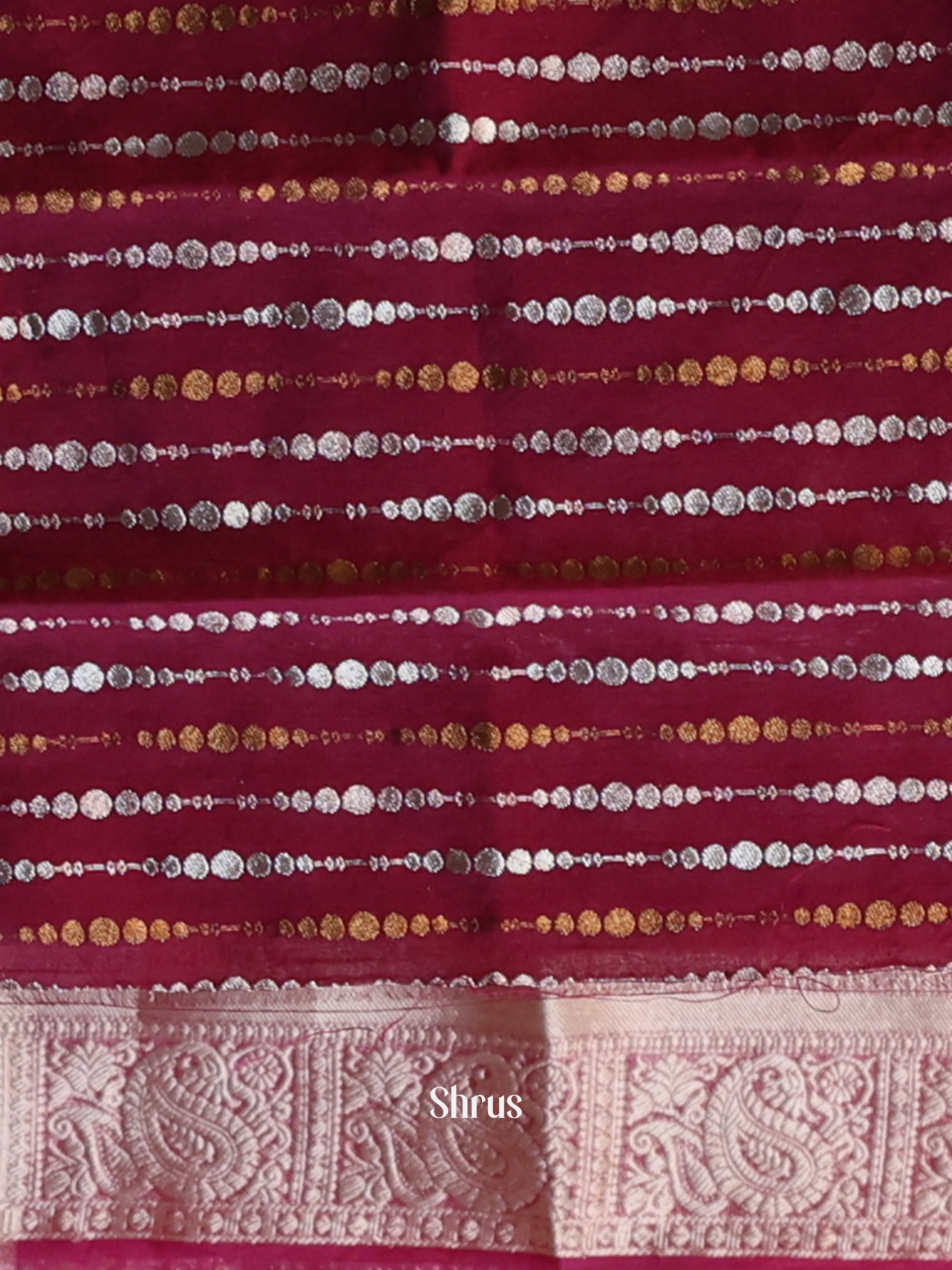 Wine- Semi Organza Saree - Shop on Shrus.com
