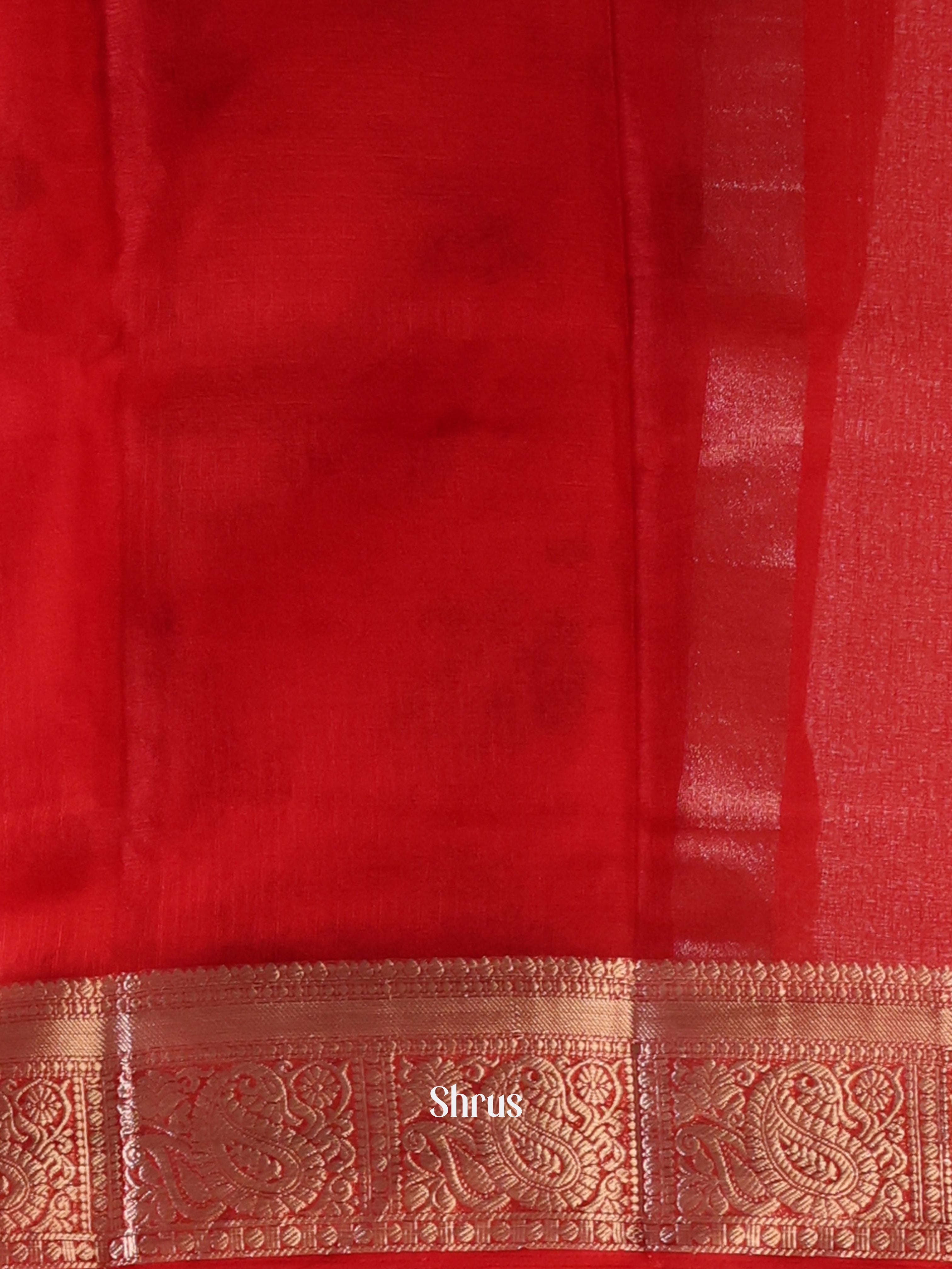 Red- Semi Organza Saree - Shop on Shrus.com