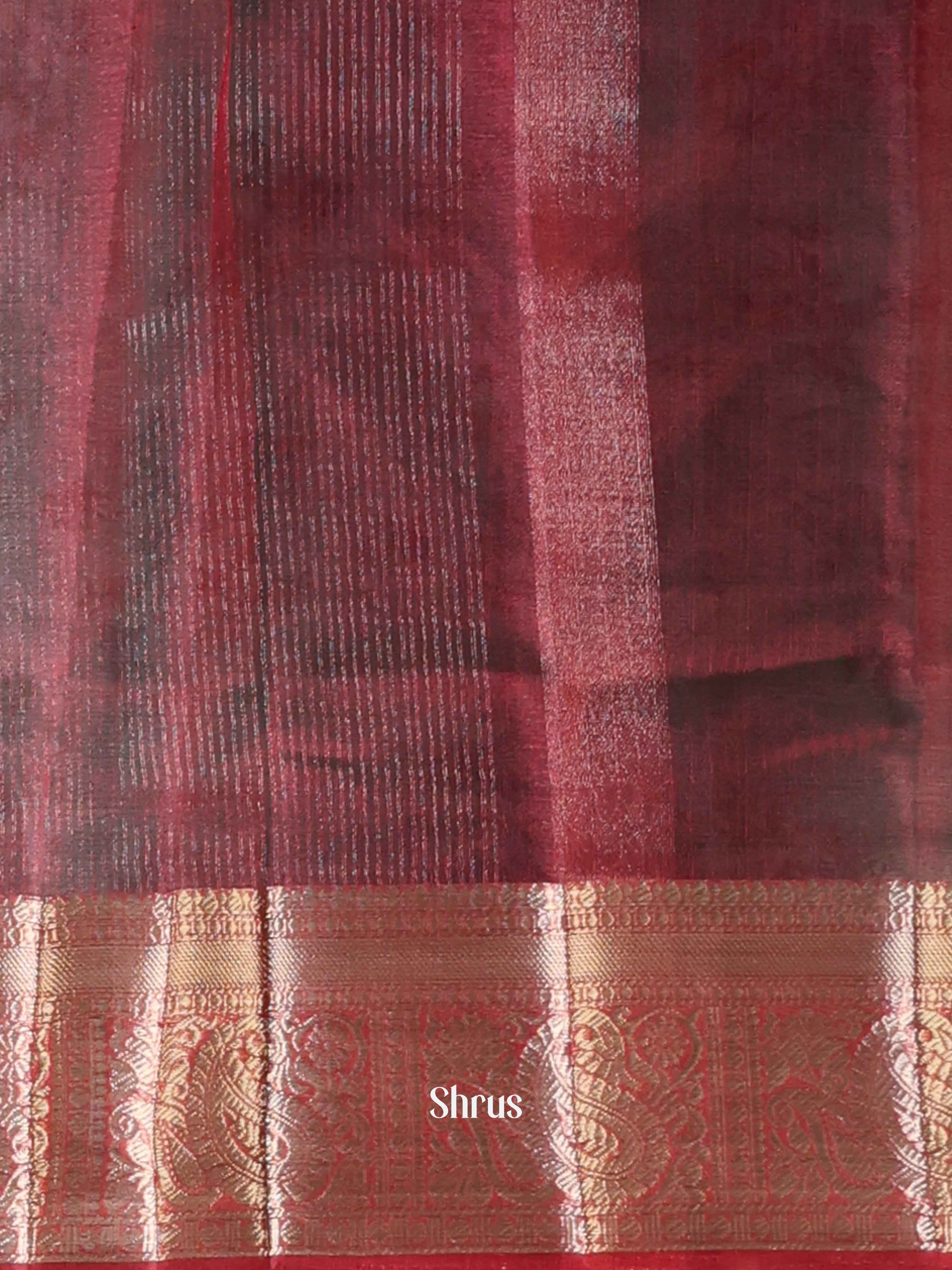 Green & Maroon - Semi Organza Saree - Shop on Shrus.com