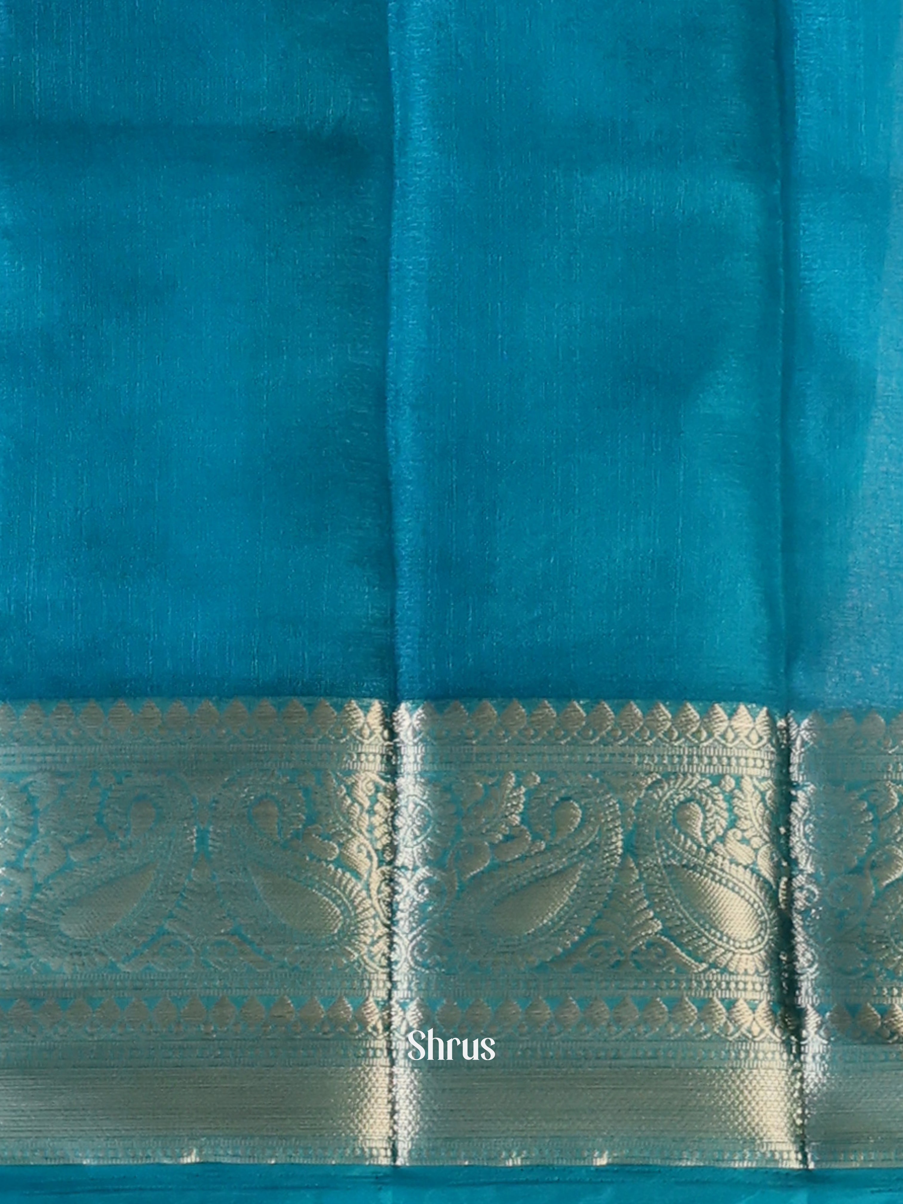 Blue - Semi Organza Saree - Shop on Shrus.com