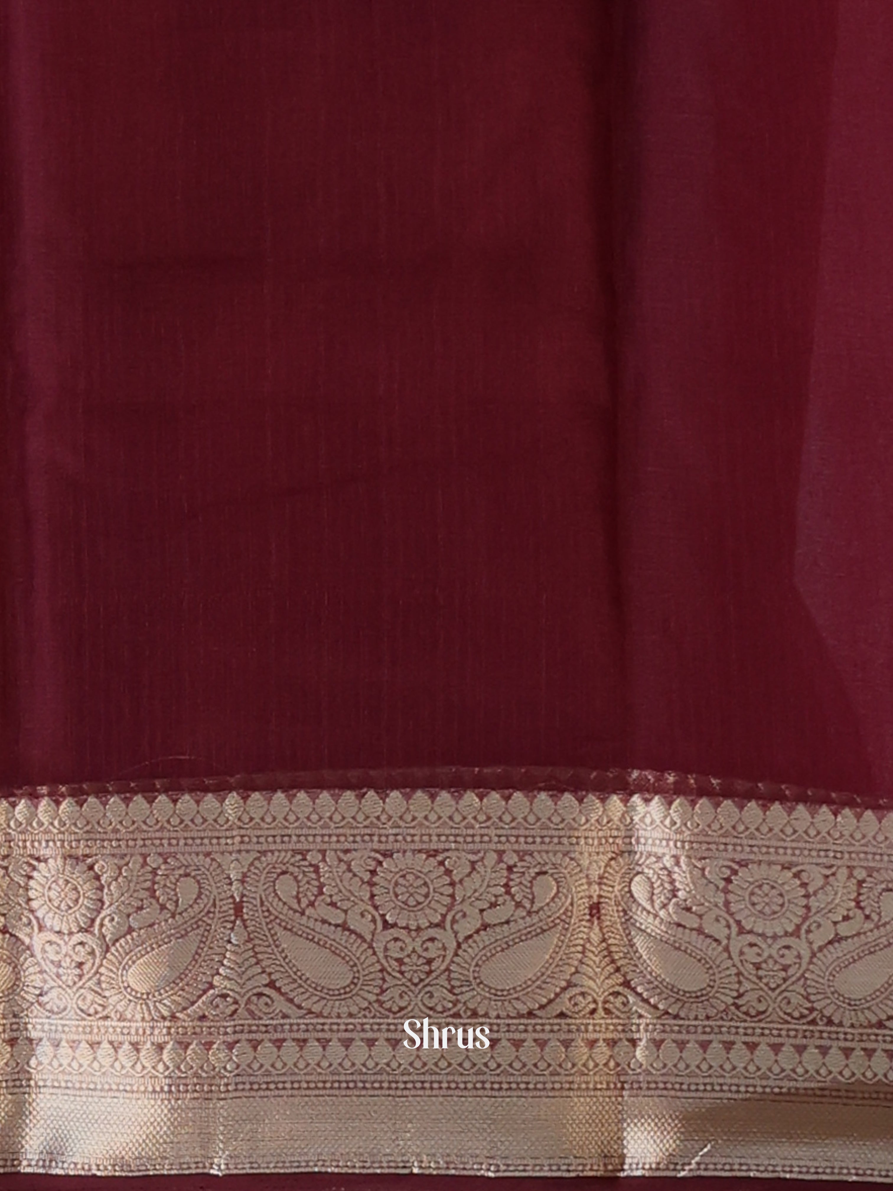 Maroon- Semi Organza Saree - Shop on Shrus.com