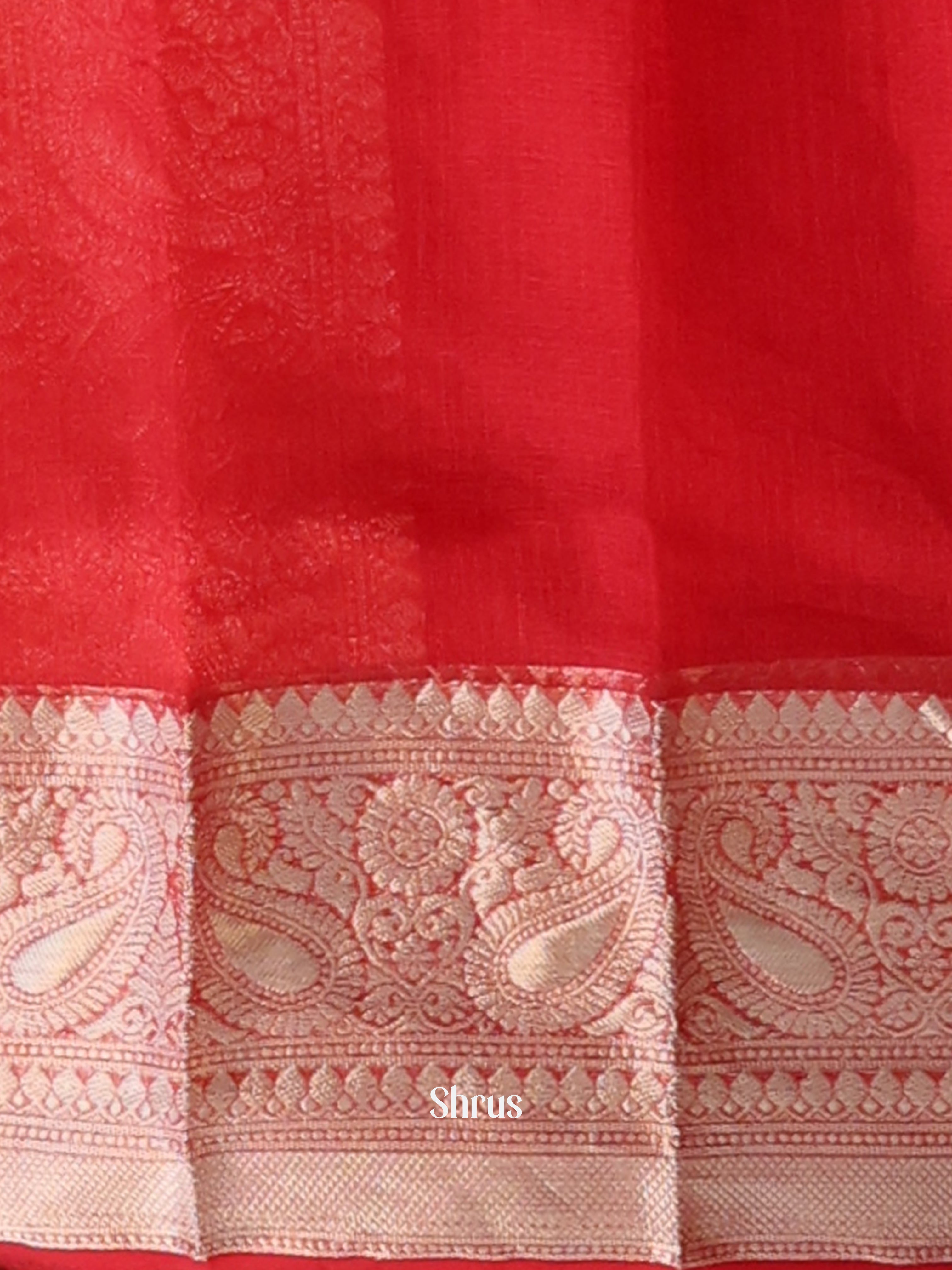 Red - Semi Organza Saree - Shop on Shrus.com