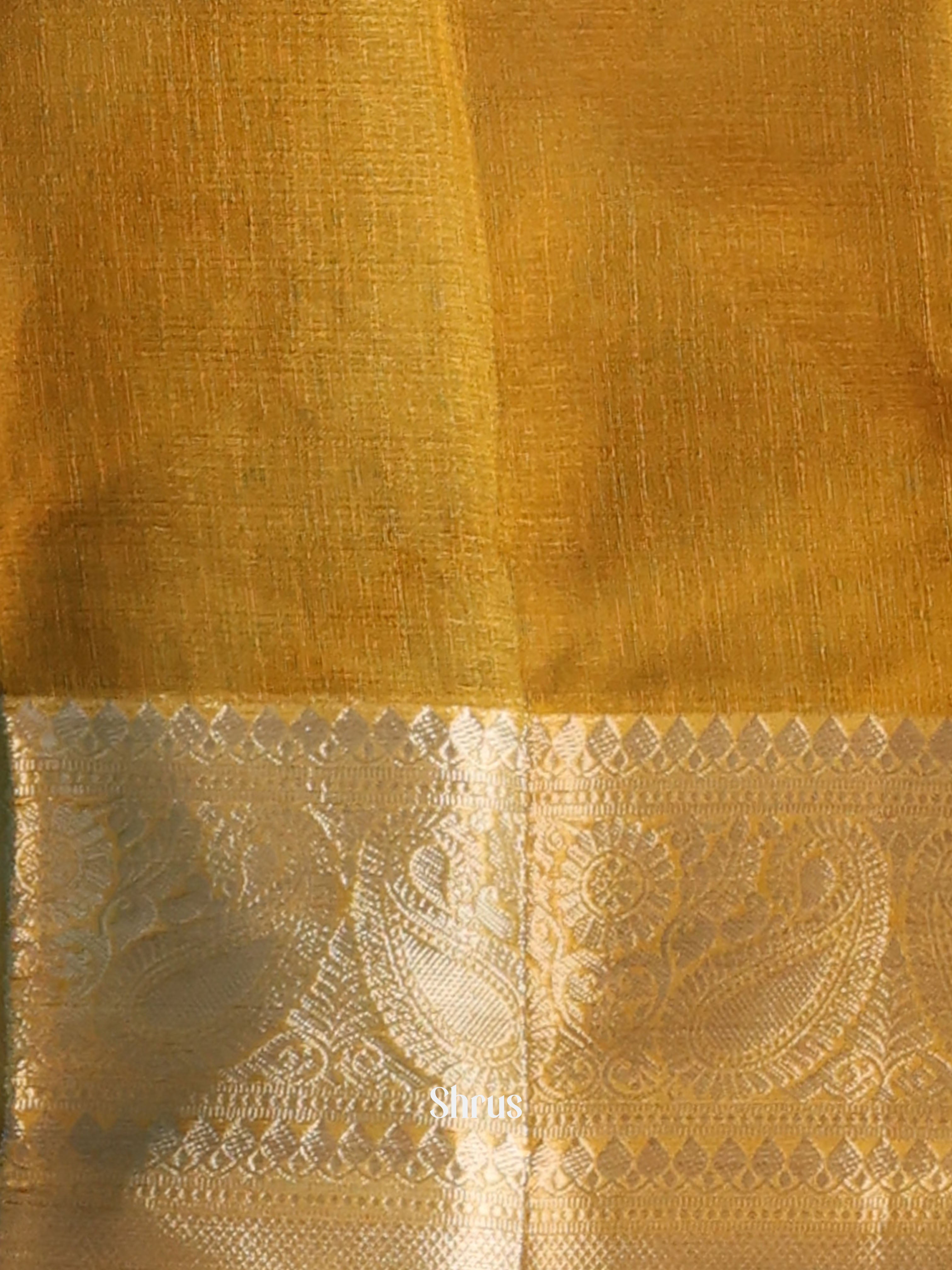 Green & Mustard - Semi Organza Saree - Shop on Shrus.com