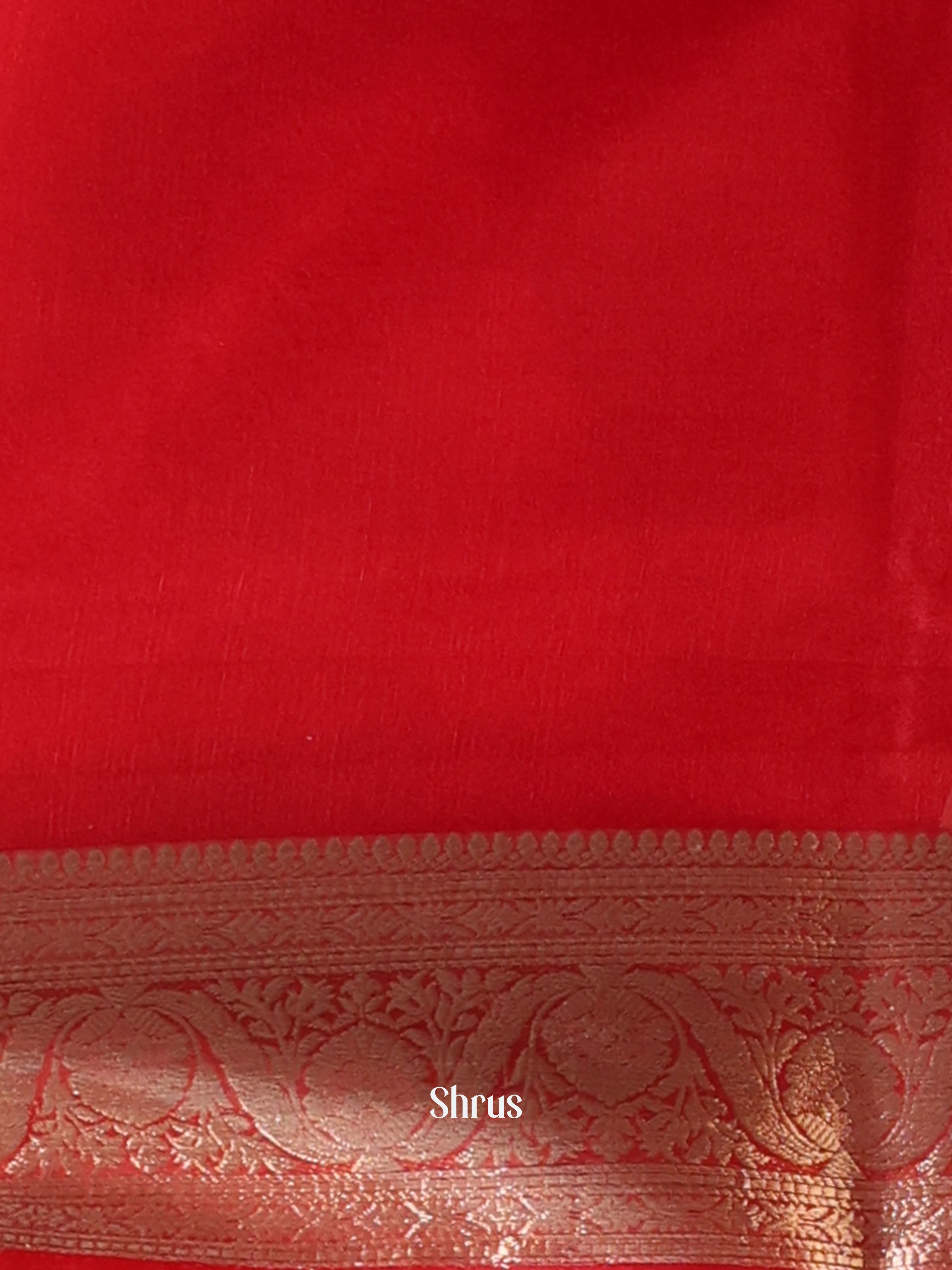Red - Semi Organza Saree - Shop on Shrus.com