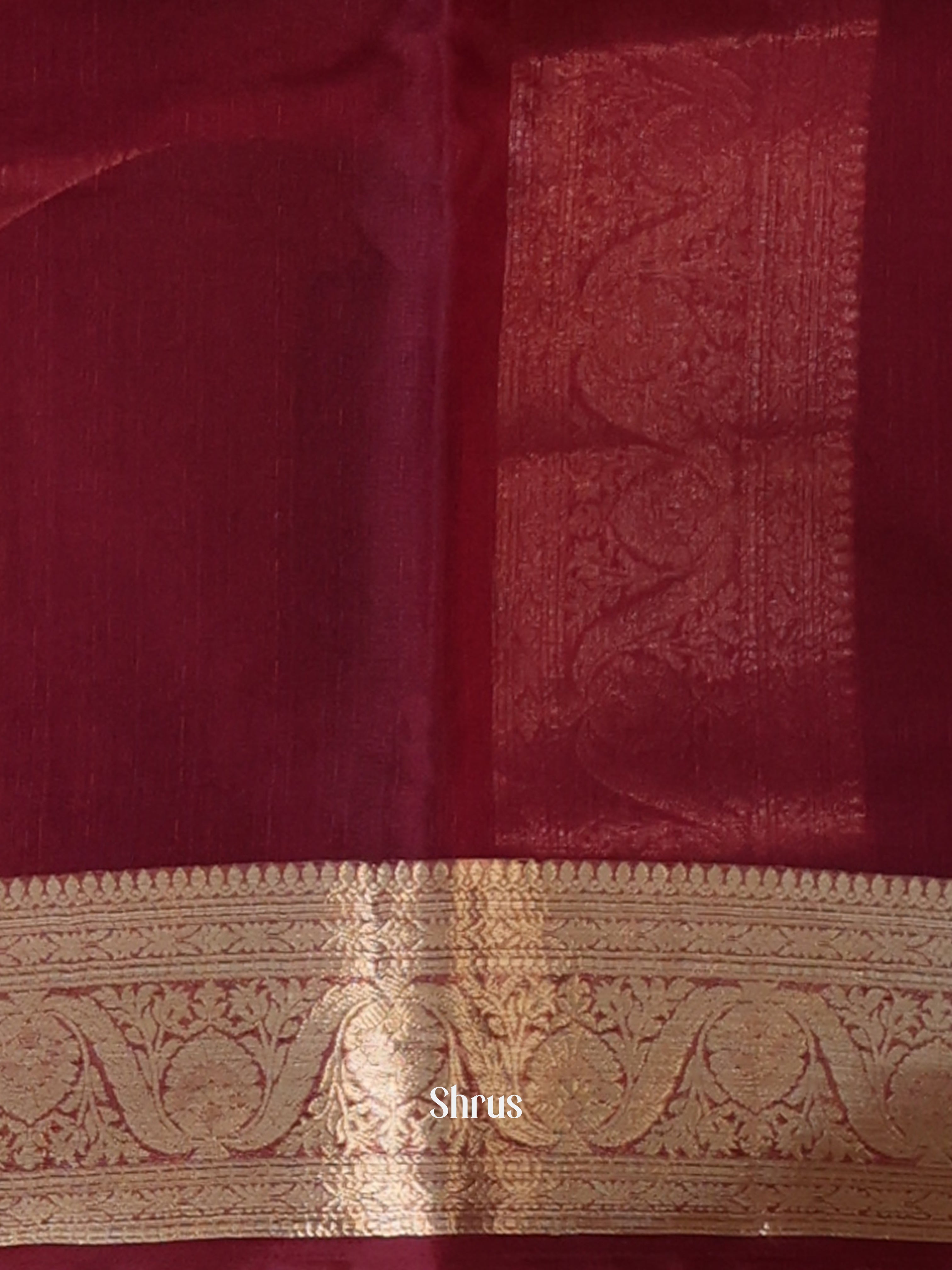 Maroon - Semi Organza Saree - Shop on Shrus.com